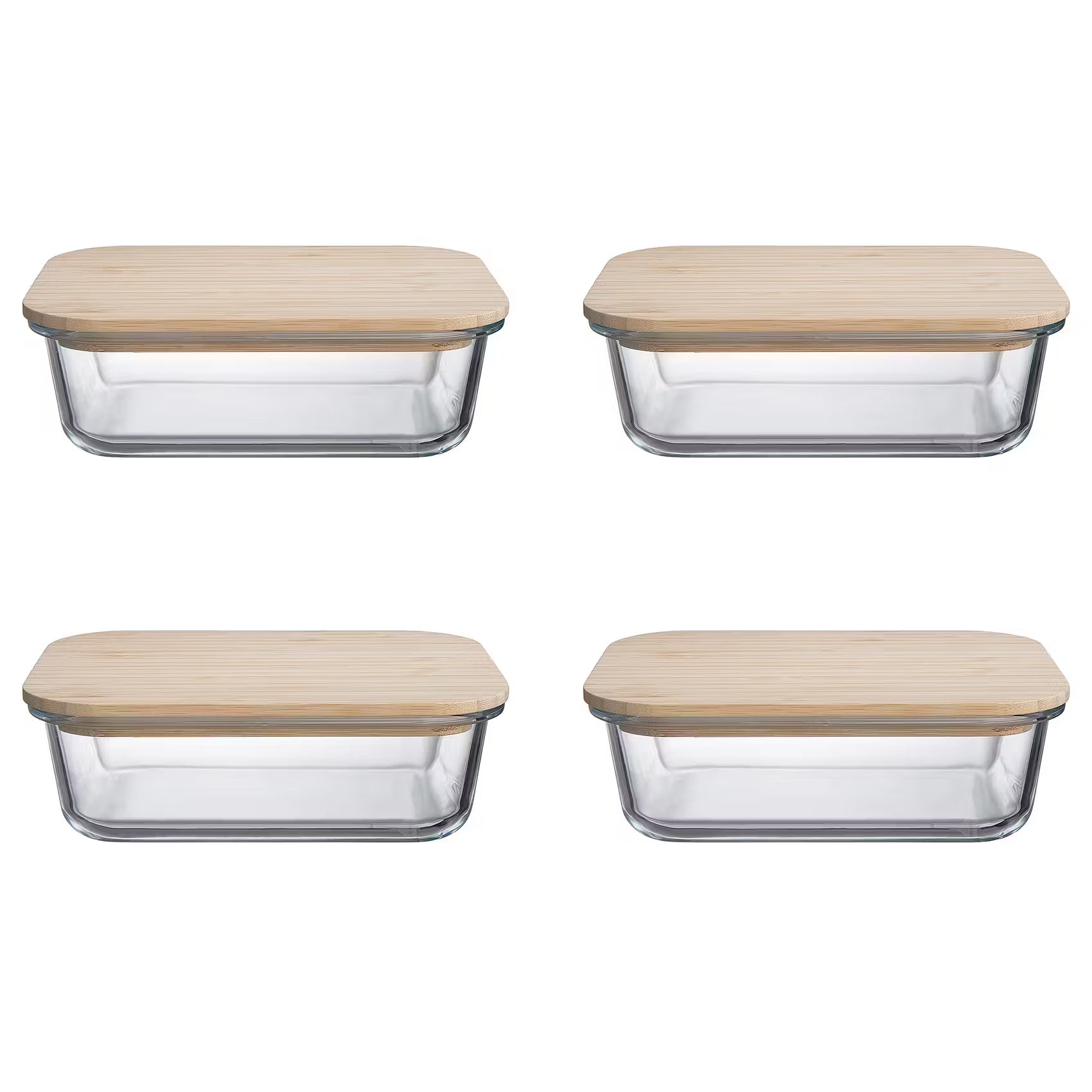 Lunchbox NATURALS 4er-Set - Borosilikatglas / Bambus  - Fassungsvermögen: 1 L