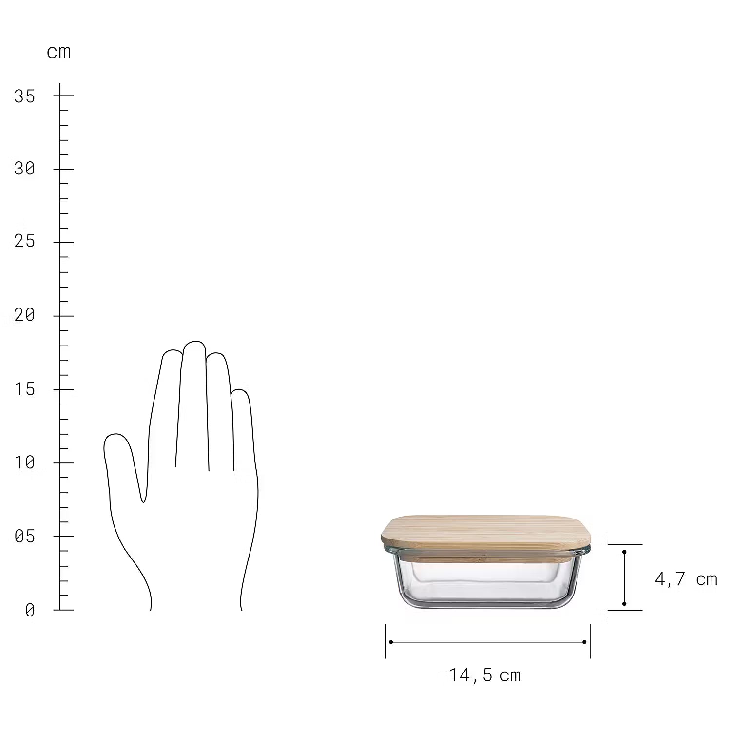 Lunchbox NATURALS 4er-Set - Borosilikatglas / Bambus  - Fassungsvermögen: 0.4 L