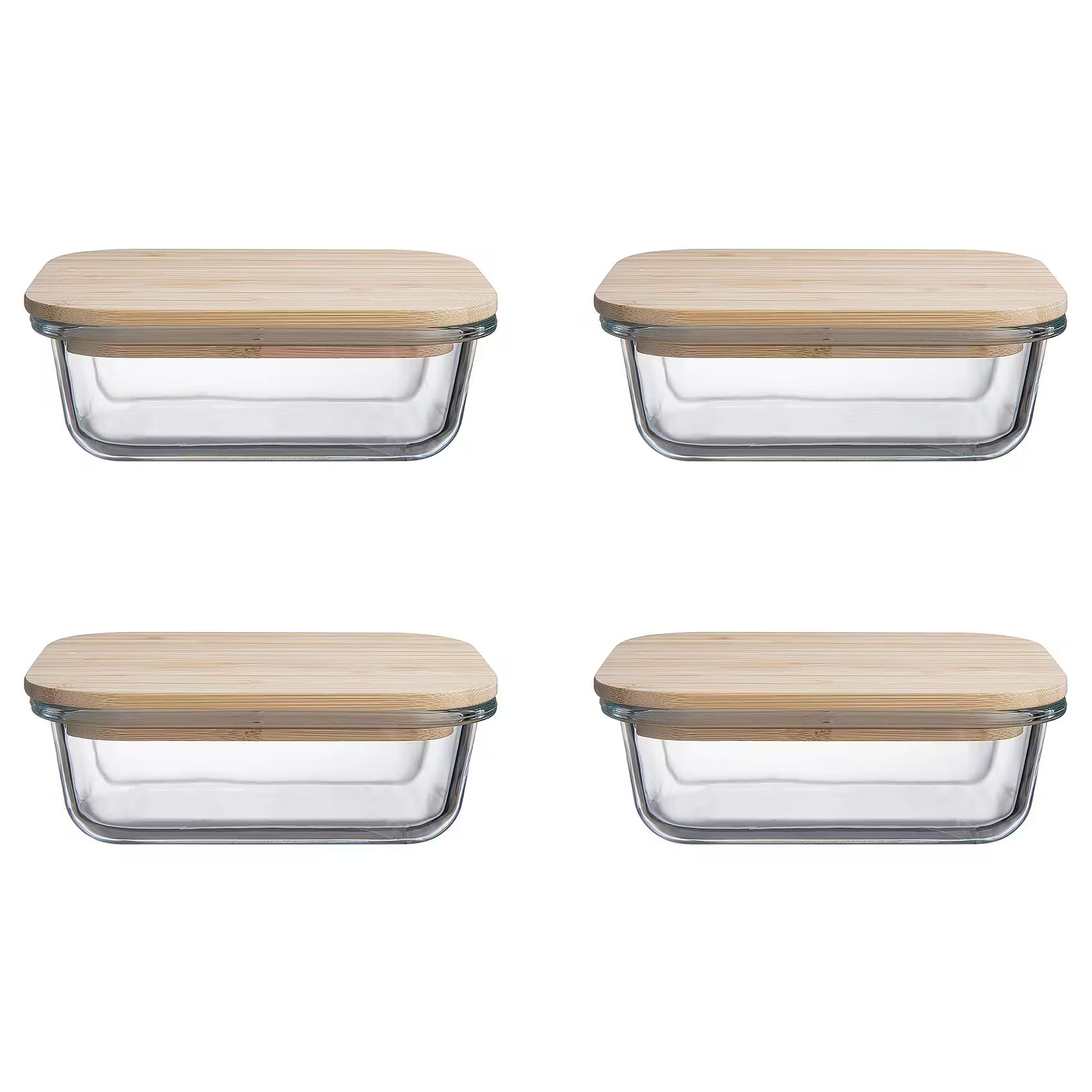 Lunchbox NATURALS 4er-Set - Borosilikatglas / Bambus  - Fassungsvermögen: 0.4 L