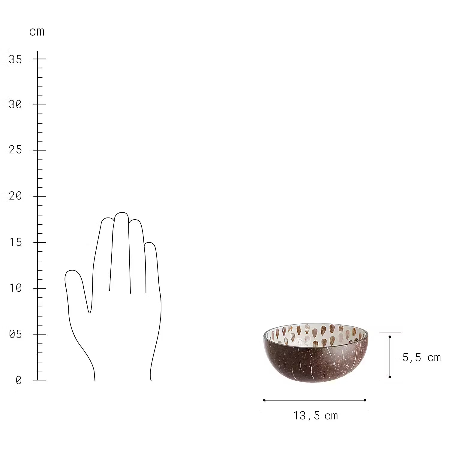 COCONUT Kokosnussschale 6er-Set - Kokos / Perlmutt - Braun / Weiß