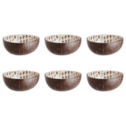 COCONUT Kokosnussschale 6er-Set - Kokos / Perlmutt - Braun / Weiß