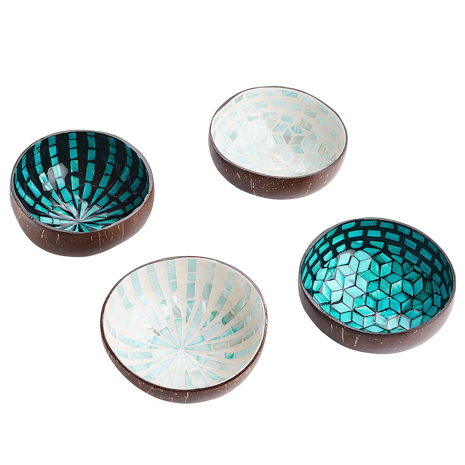 COCONUT Kokosnussschale 6er-Set - Kokusnuss / Perlmutt / Steinpulver