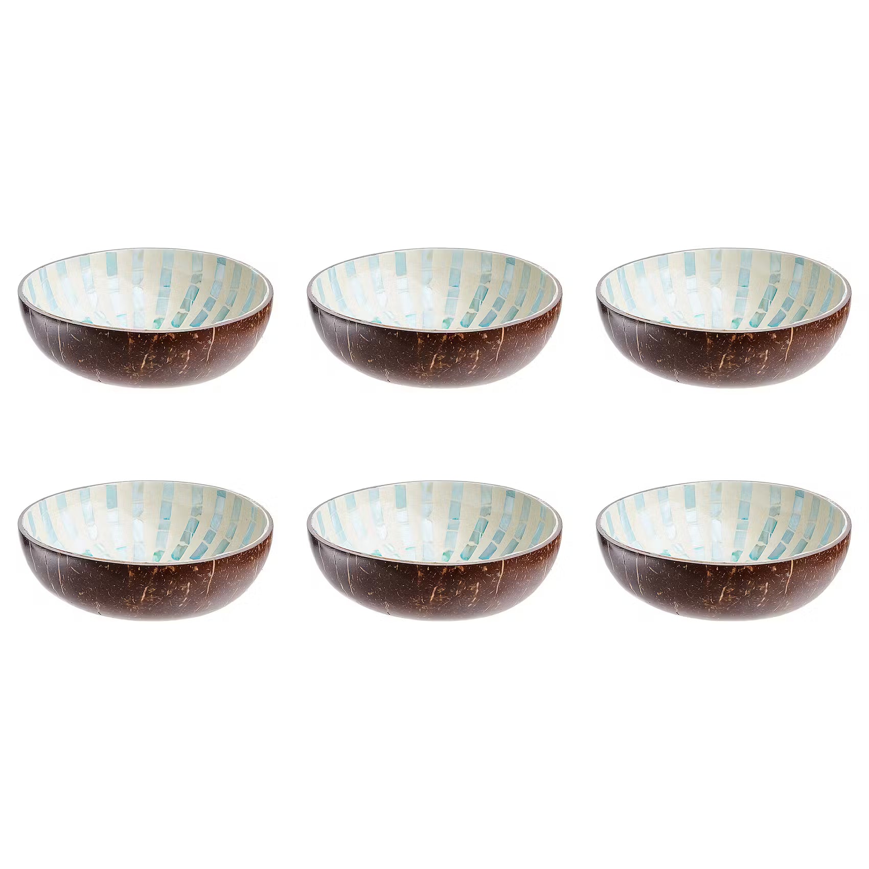 COCONUT Kokosnussschale 6er-Set - Kokusnuss / Perlmutt / Steinpulver
