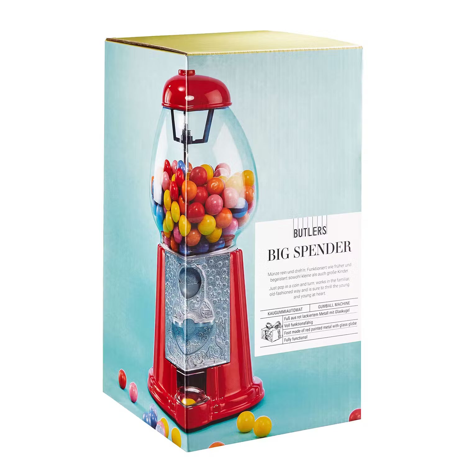 BIG SPENDER Kaugummi-Automat 6er-Set - Glas / Aluminium - Rot