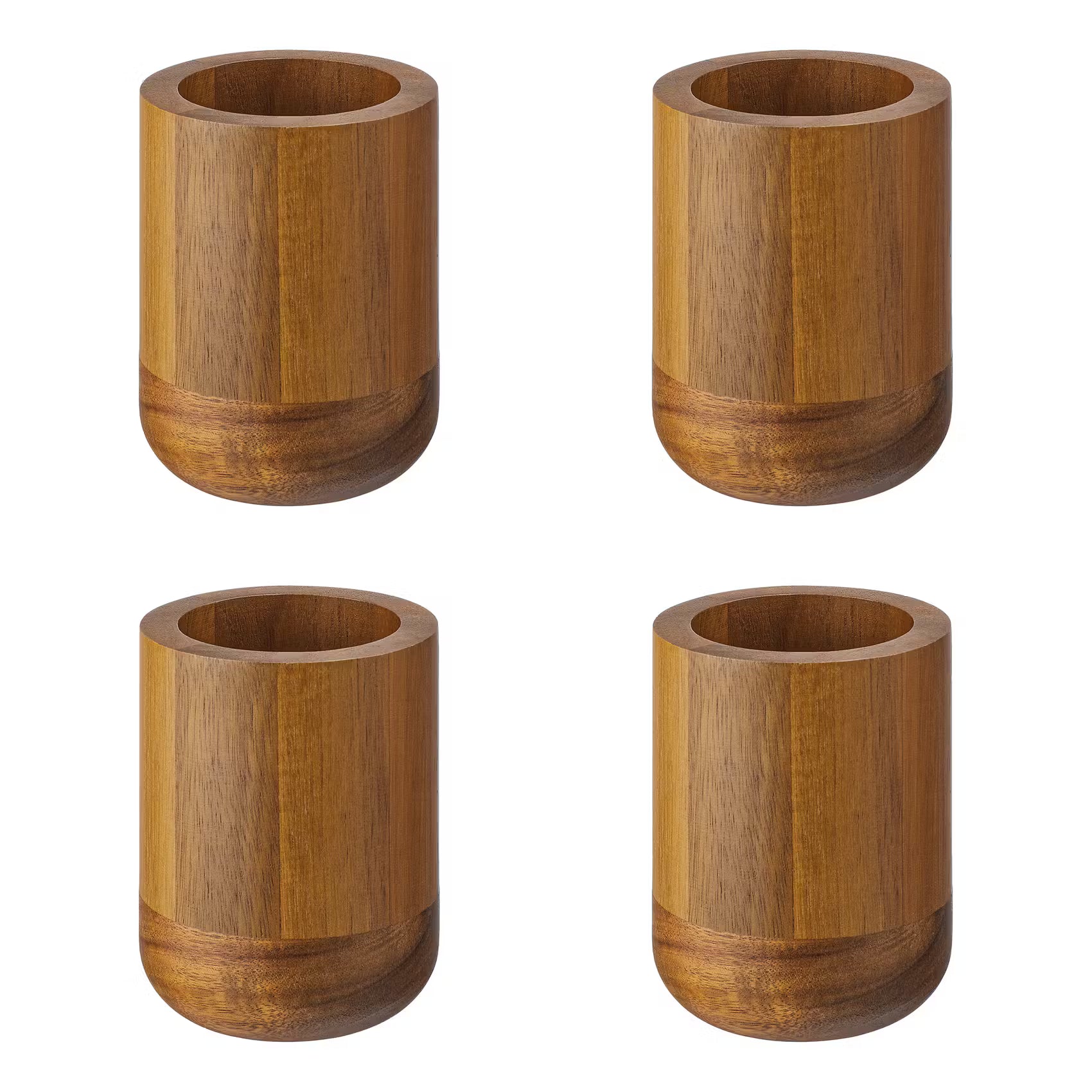 ACACIA Zahnputzbecher 4er-Set - Akazienholz - Braun