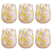 CONFETTI Trinkglas 6er-Set - Pink - Gelb - Höhe: 10 cm