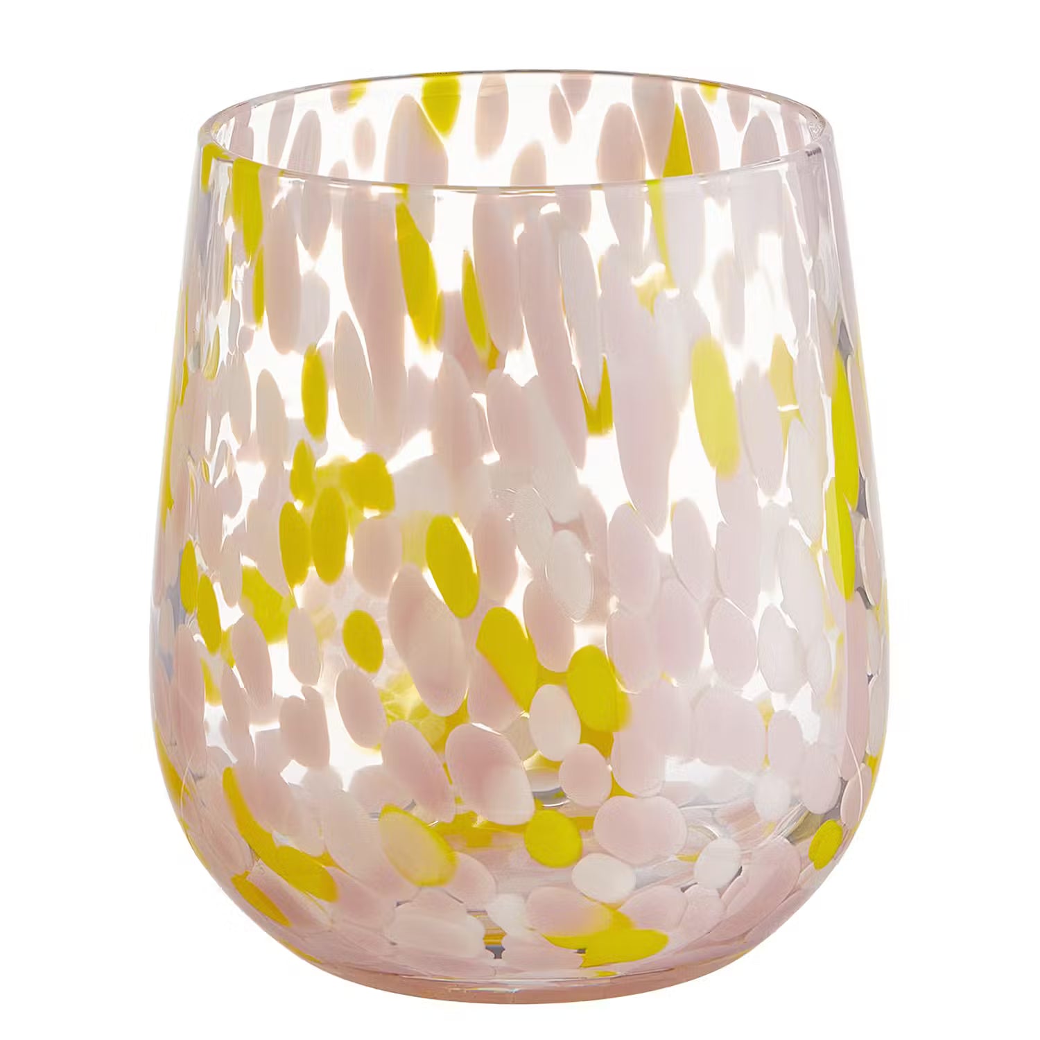 CONFETTI Trinkglas 6er-Set - Pink - Gelb - Höhe: 10 cm