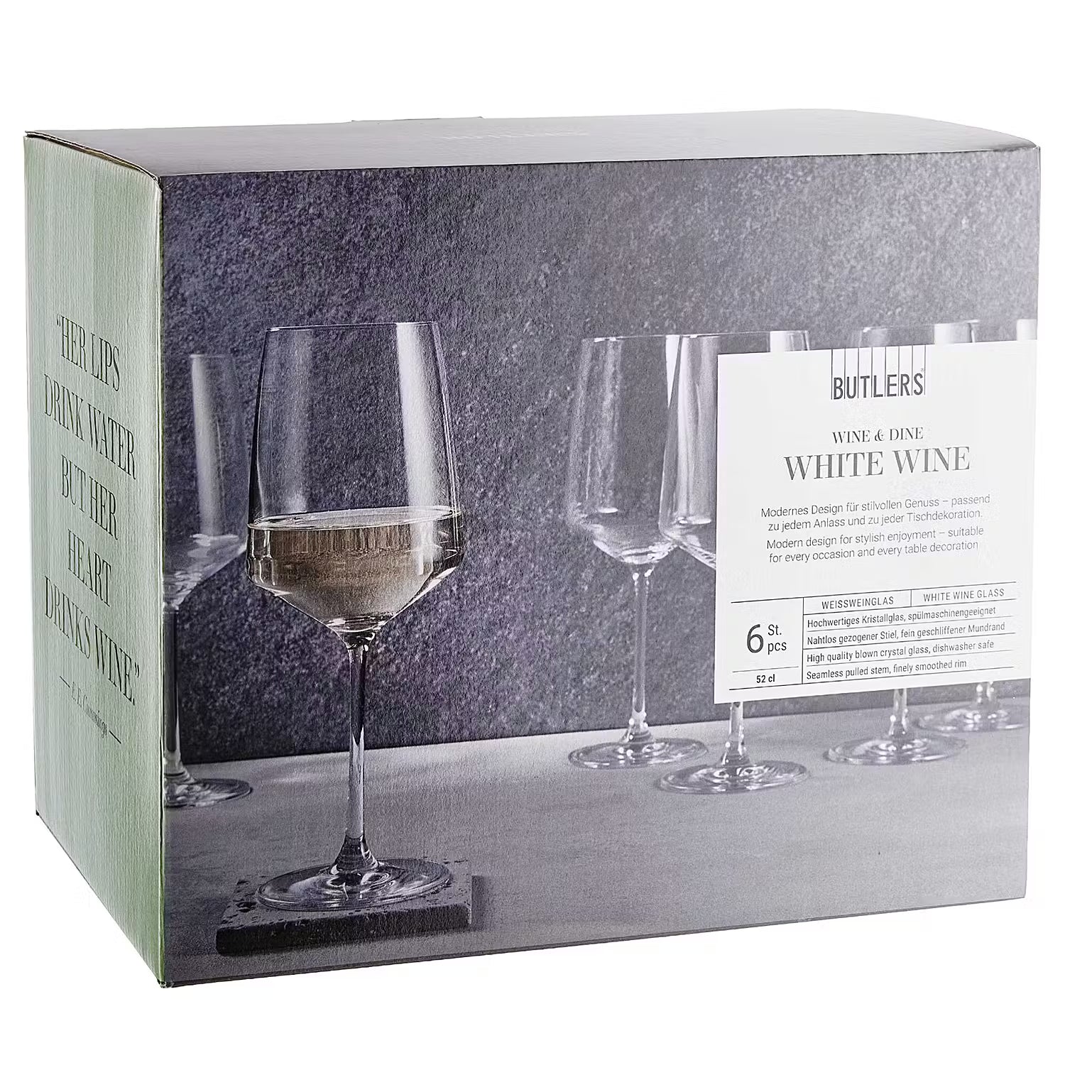 WINE & DINE Weißweinglas 6er-Set - Kristallglas - Transparent