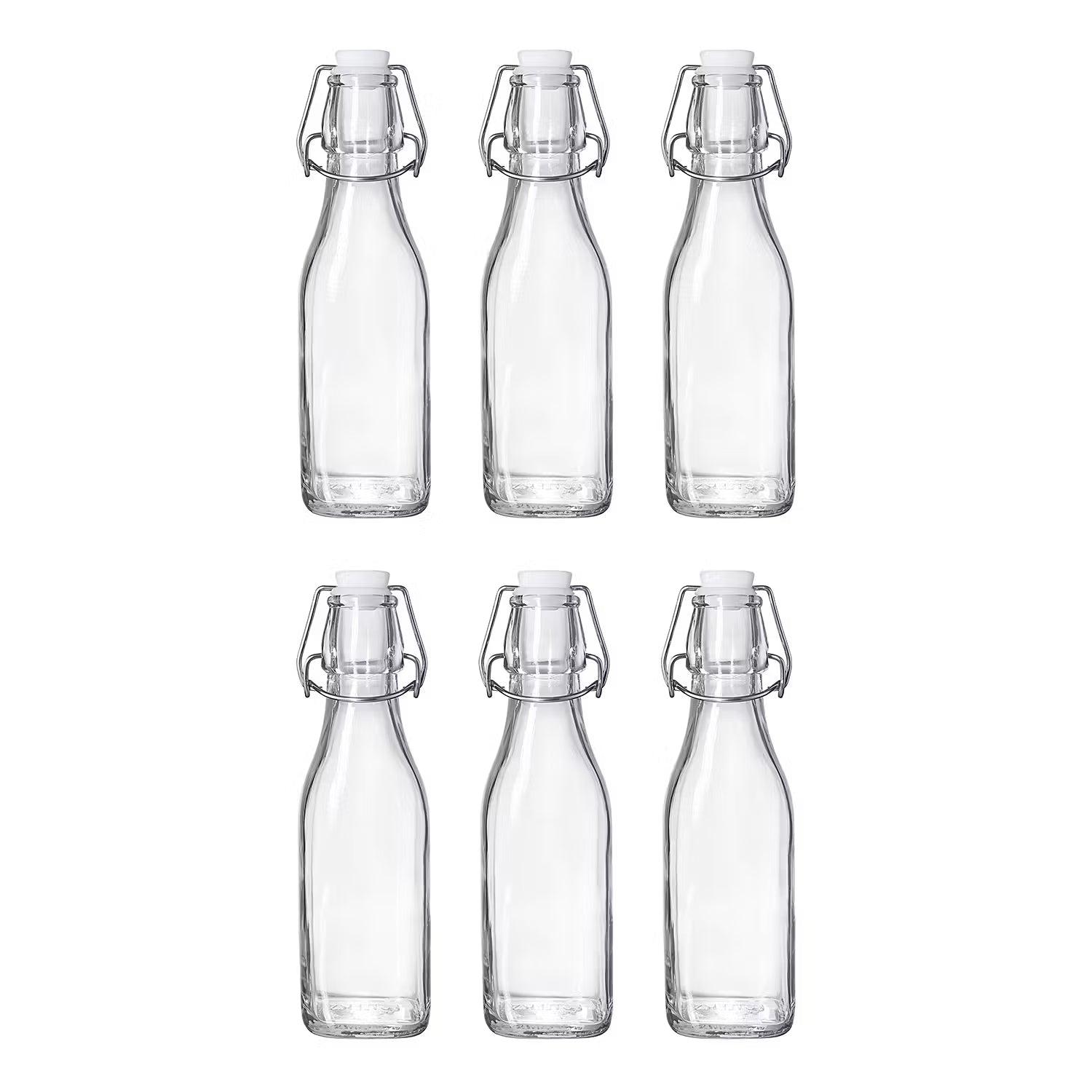 SWING Flasche mit Bügelverschluß 6er-Set - Glas, Edelstahl, Kunststoff - Fassungsvermögen: 0.25 L