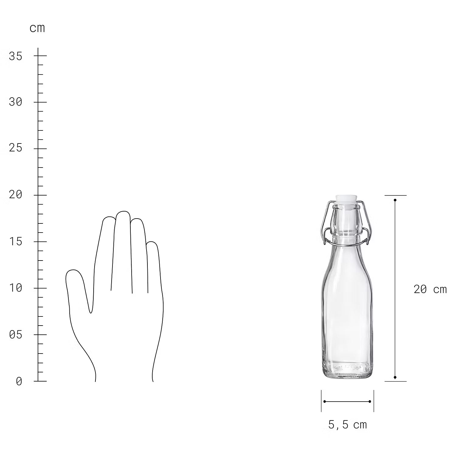 SWING Flasche mit Bügelverschluß 6er-Set - Glas, Edelstahl, Kunststoff - Fassungsvermögen: 0.25 L