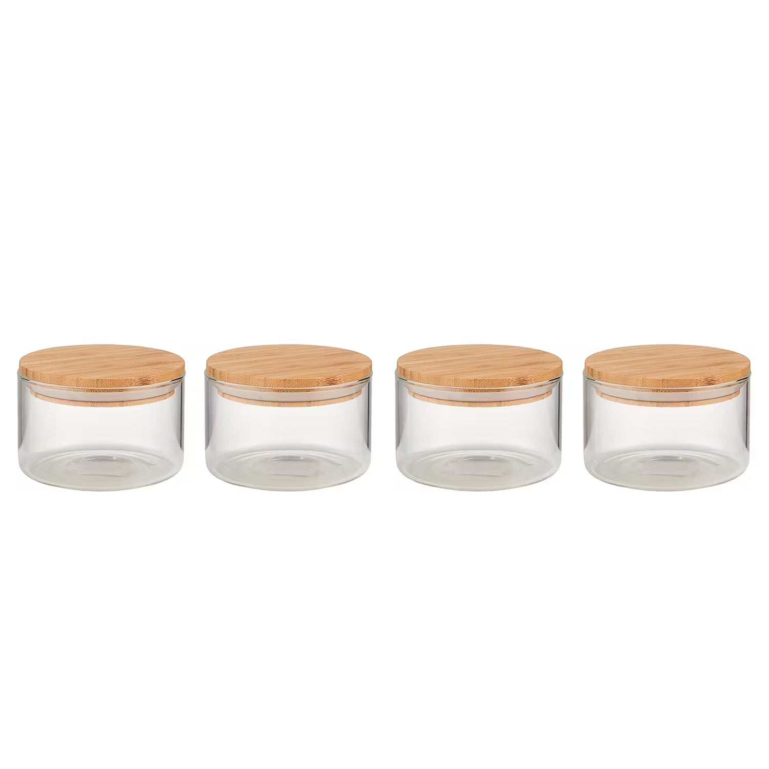 Vorratsglas WOODLOCK 4er-Set - Borosilikatglas / Bambus / Silikon - Fassungsvermögen: 0.55 L