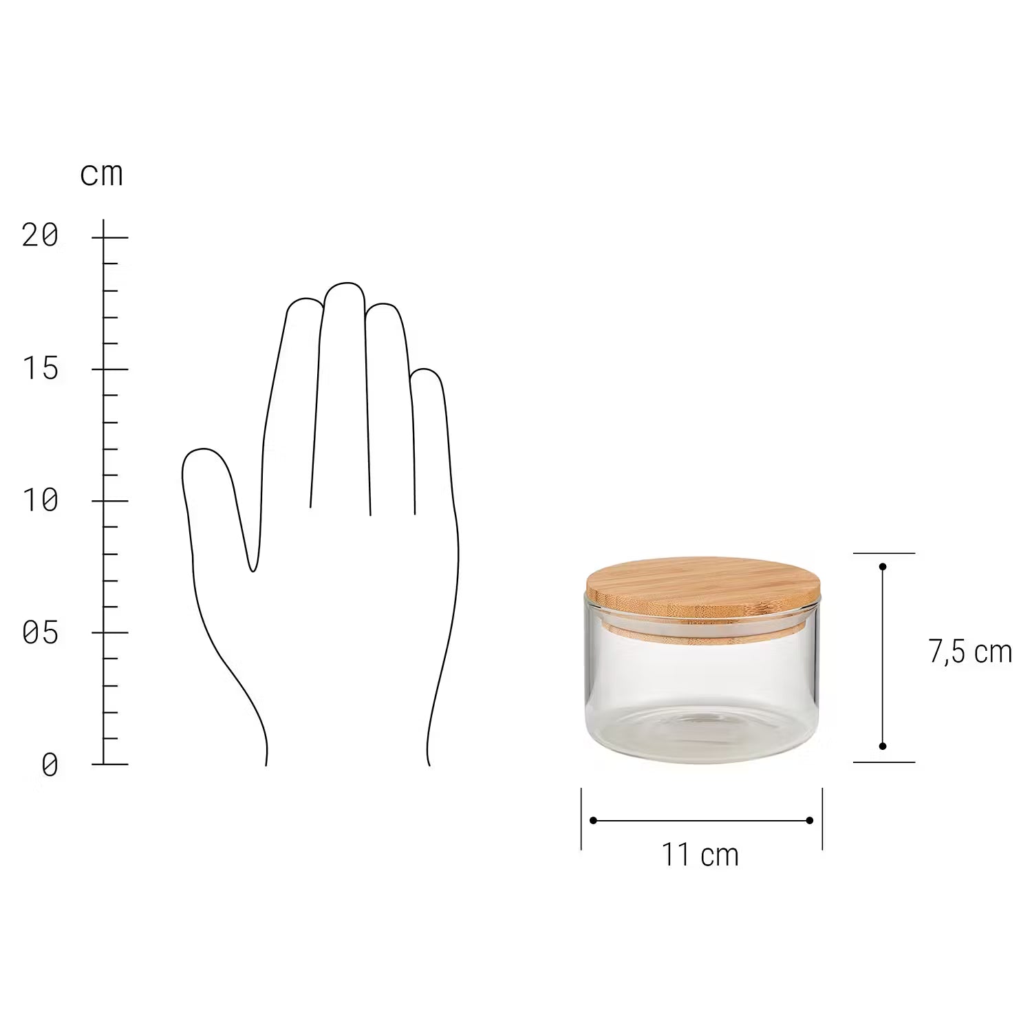 Vorratsglas WOODLOCK 4er-Set - Borosilikatglas / Bambus / Silikon - Fassungsvermögen: 0.55 L