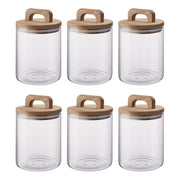 STORAGE Vorratsglas 6er-Set - Borosilikatglas, Akazienholz, Silikon