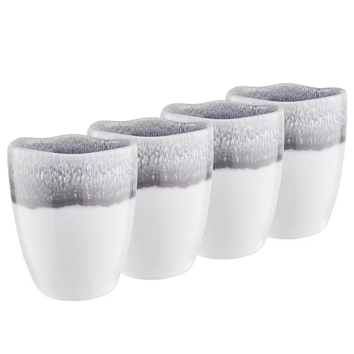 ATLANTIS Tasse 4er-Set - Steinzeug - Weiß / Grau