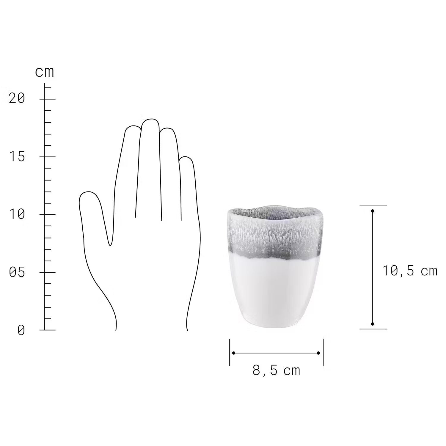 ATLANTIS Tasse 4er-Set - Steinzeug - Weiß / Grau
