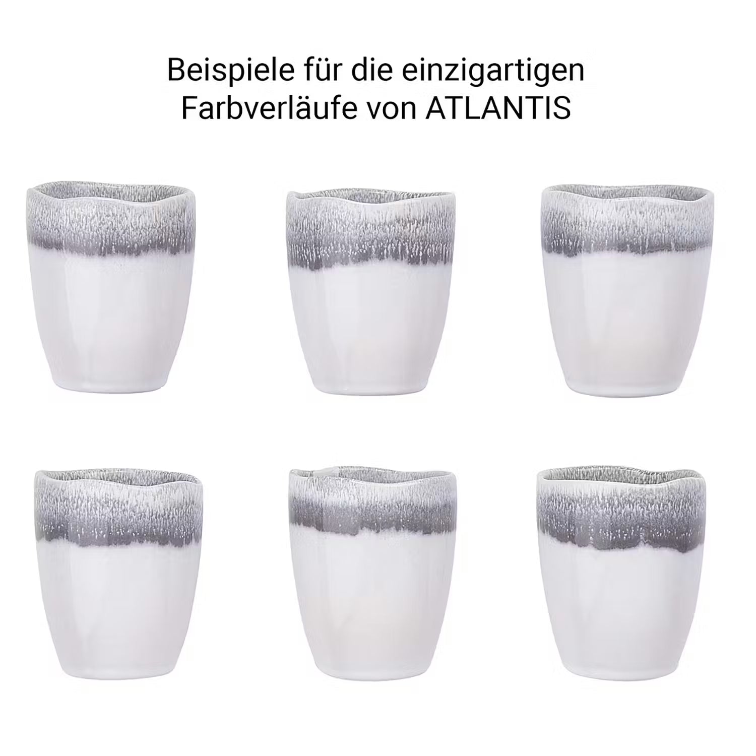 ATLANTIS Tasse 4er-Set - Steinzeug - Weiß / Grau