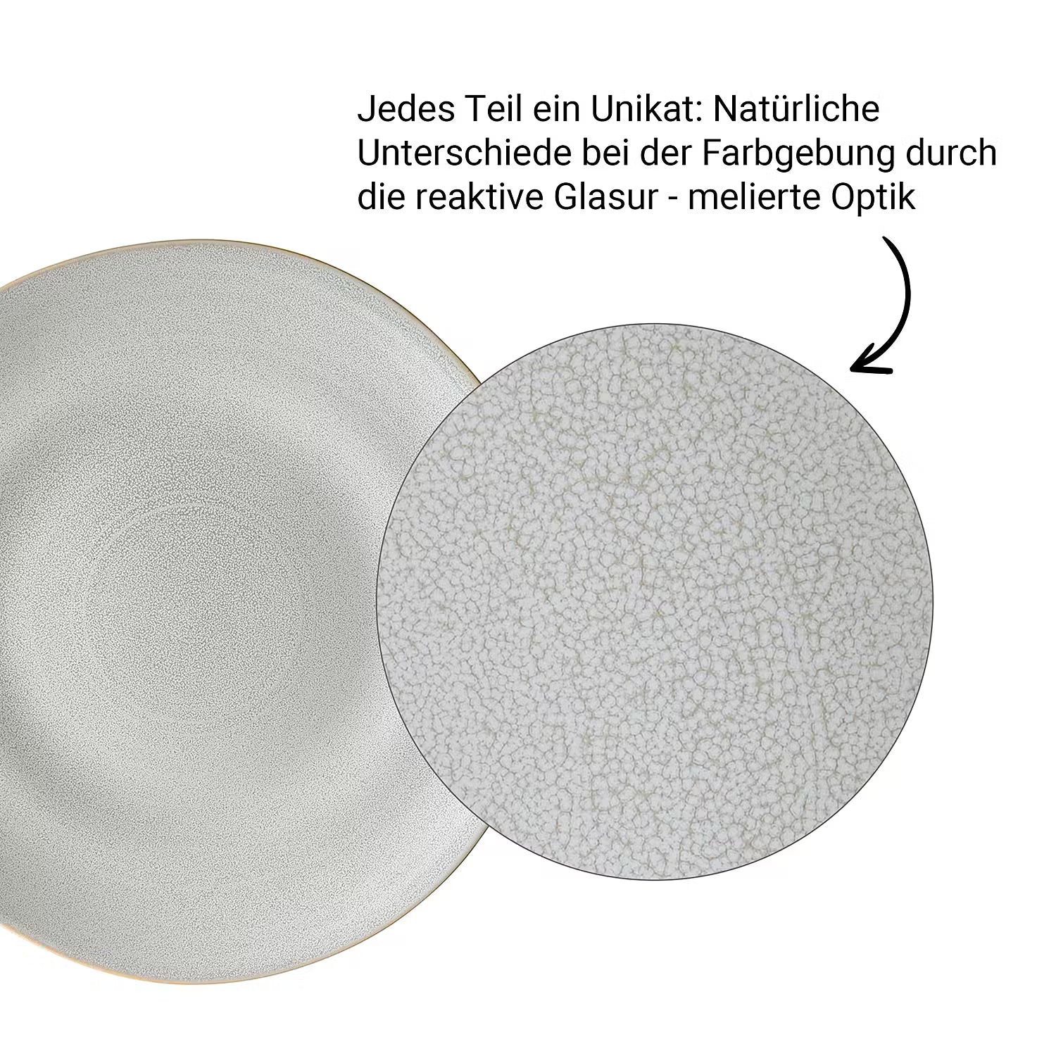 MANOR Pastateller 6er-Set - Steinzeug - Hellgrau