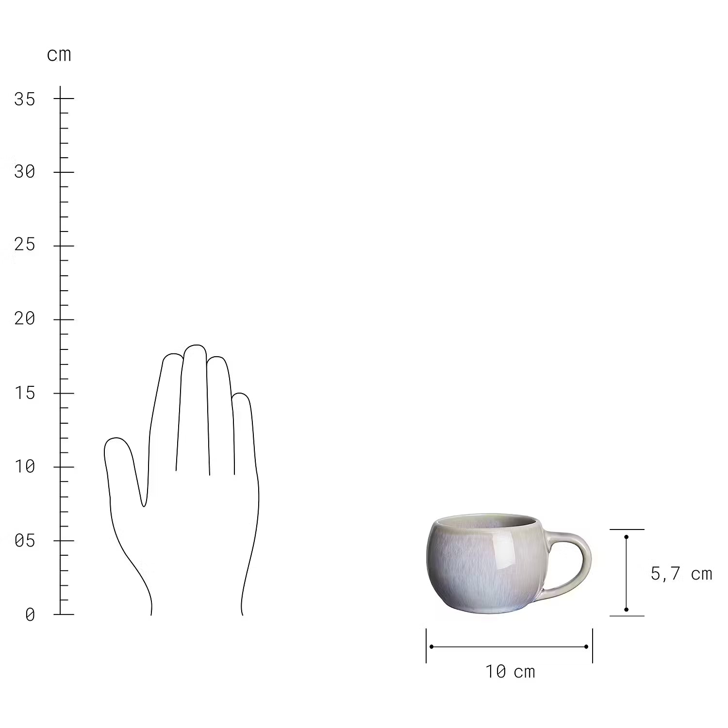 COTTAGE Espressotasse 6er-Set - Grau