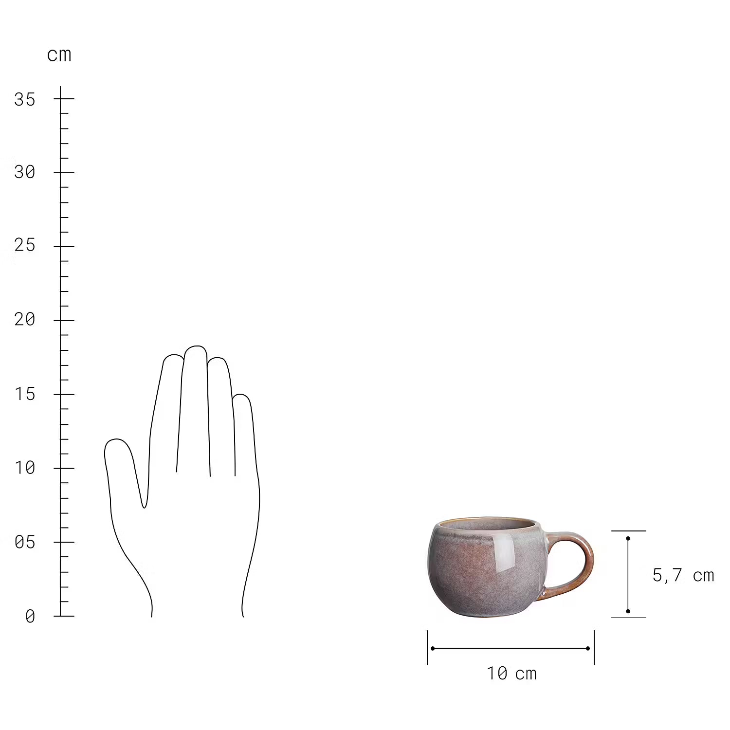 COTTAGE Espressotasse 6er-Set - Steinzeug - Hellgrau