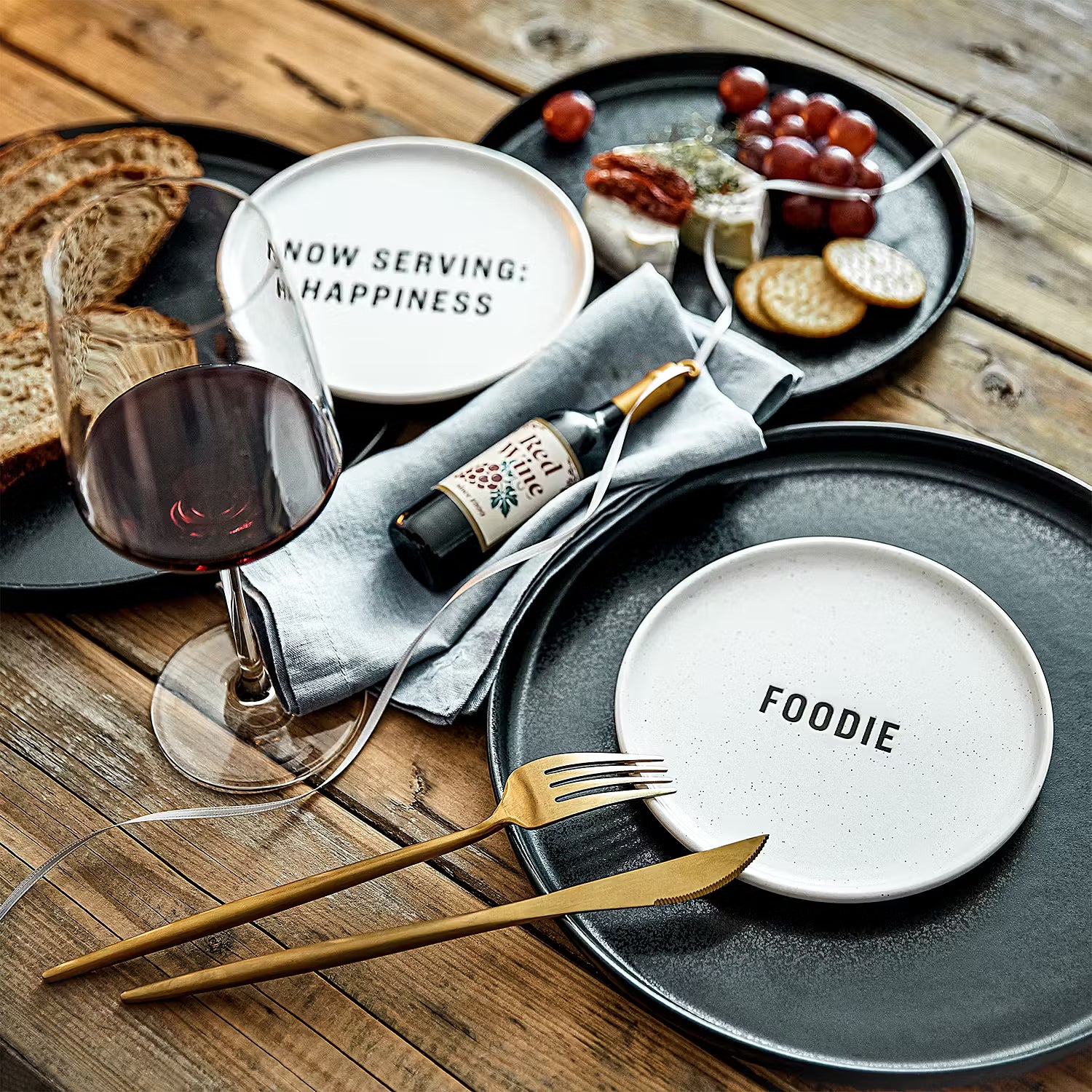FOOD TALK Teller Foodie 6er-Set - Steinzeug