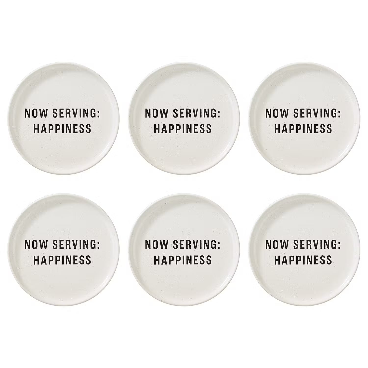 FOOD TALK Teller Happiness 6er-Set - Weiß - Steinzeug - Höhe: 1.6 cm