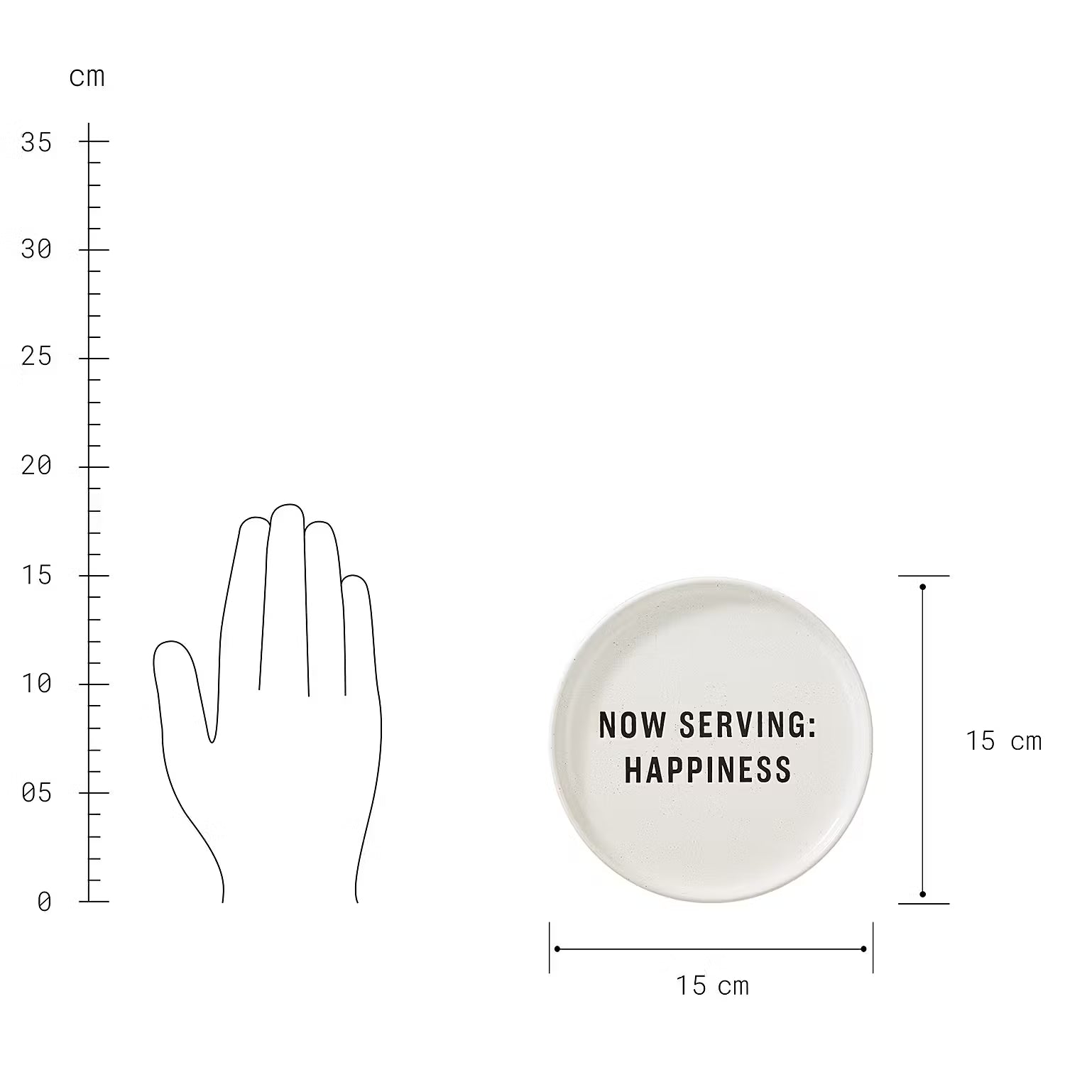 FOOD TALK Teller Happiness 6er-Set - Weiß - Steinzeug - Höhe: 1.6 cm