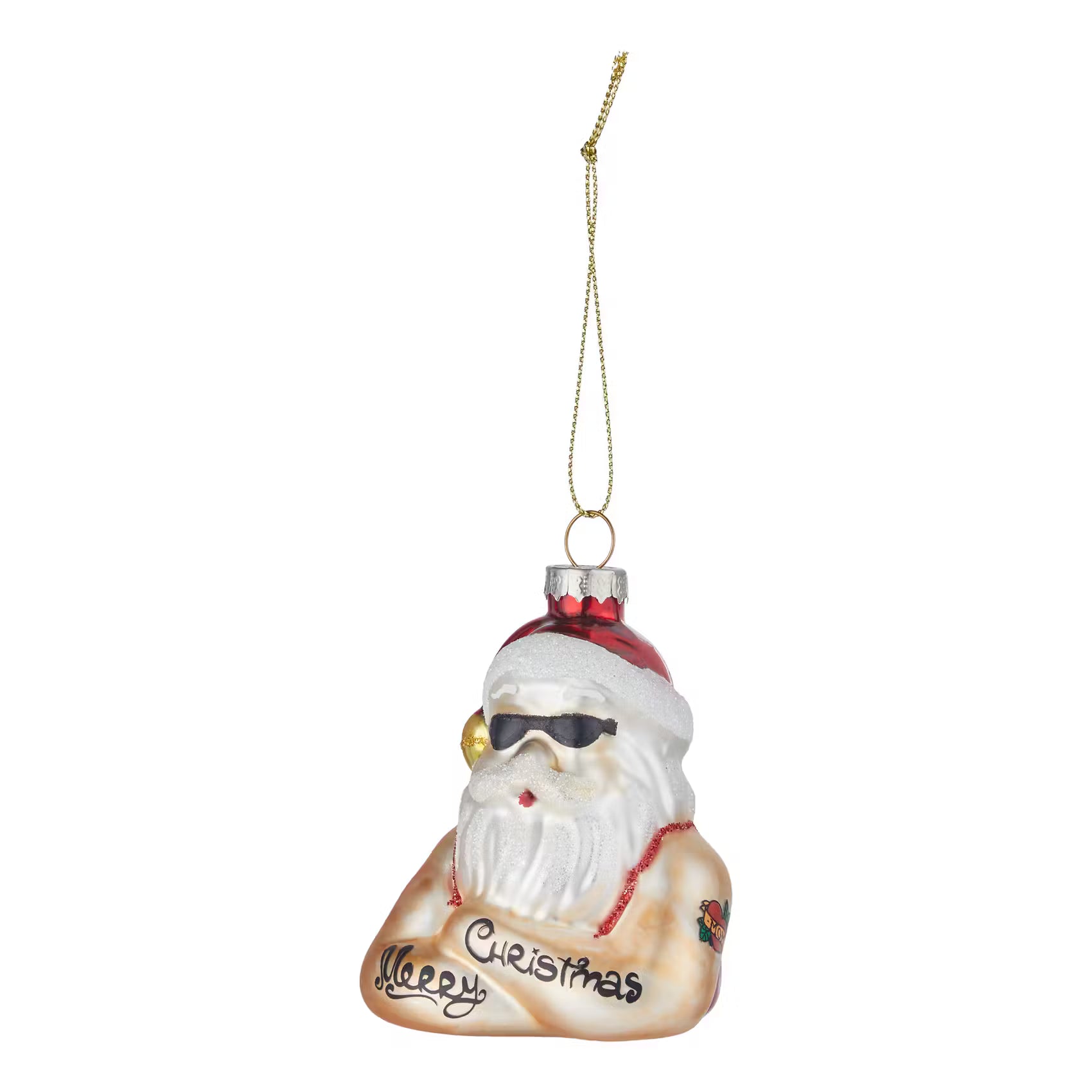 HANG ON Baumanhänger Santa mit Tattoos - Glas - Rot