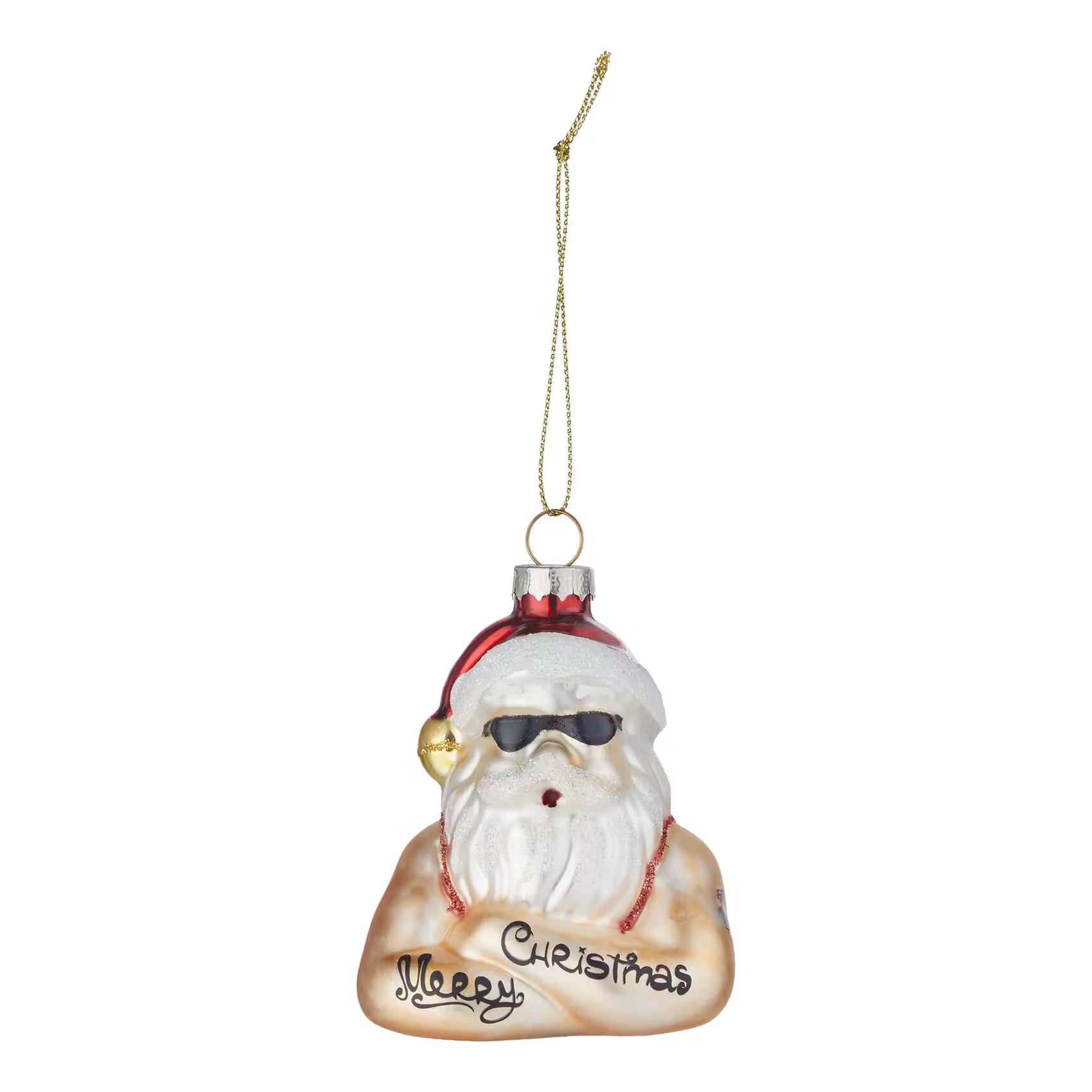 HANG ON Baumanhänger Santa mit Tattoos - Glas - Rot