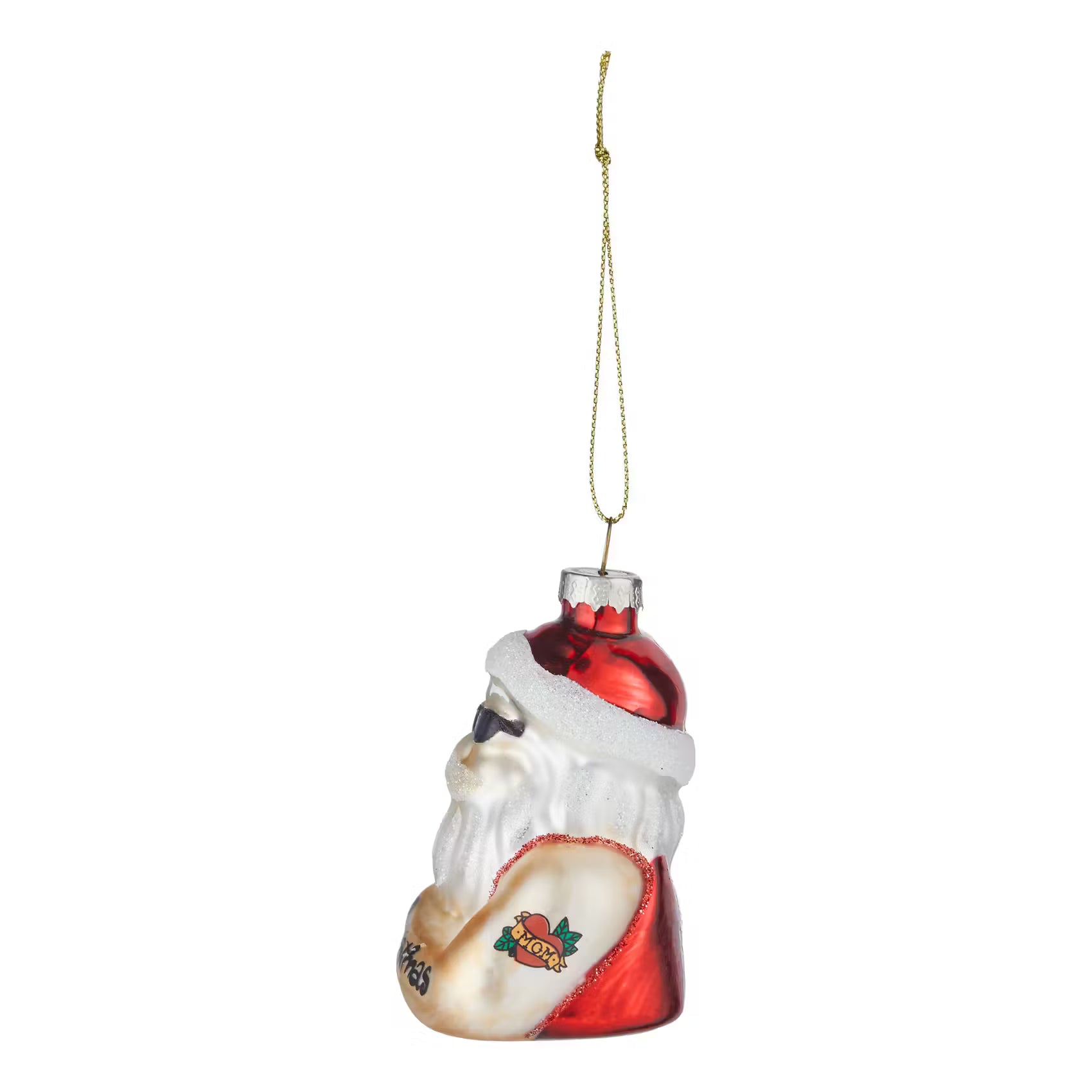 HANG ON Baumanhänger Santa mit Tattoos - Glas - Rot