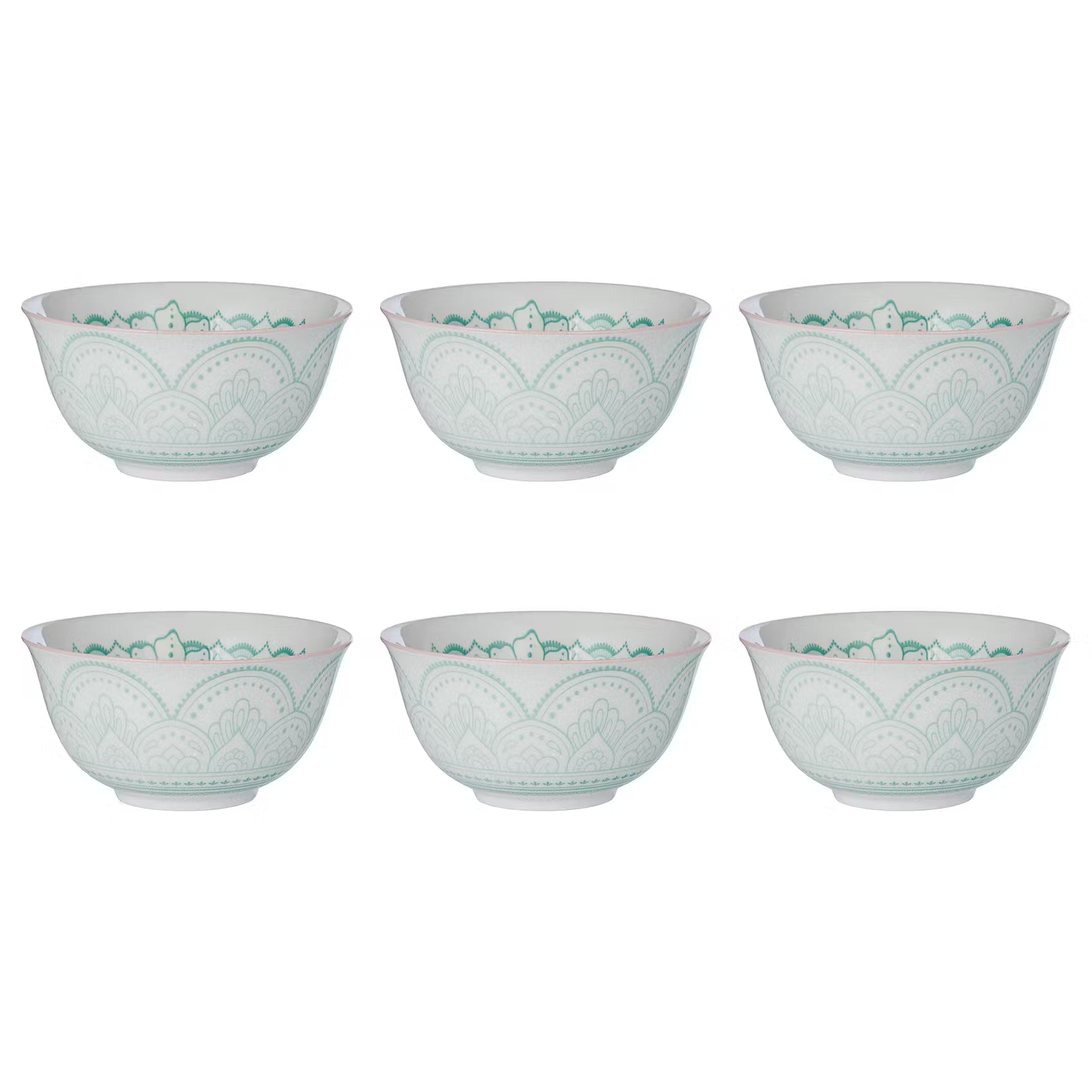 ORNAMENTS Schale 6er-Set - Porzellan - Grün