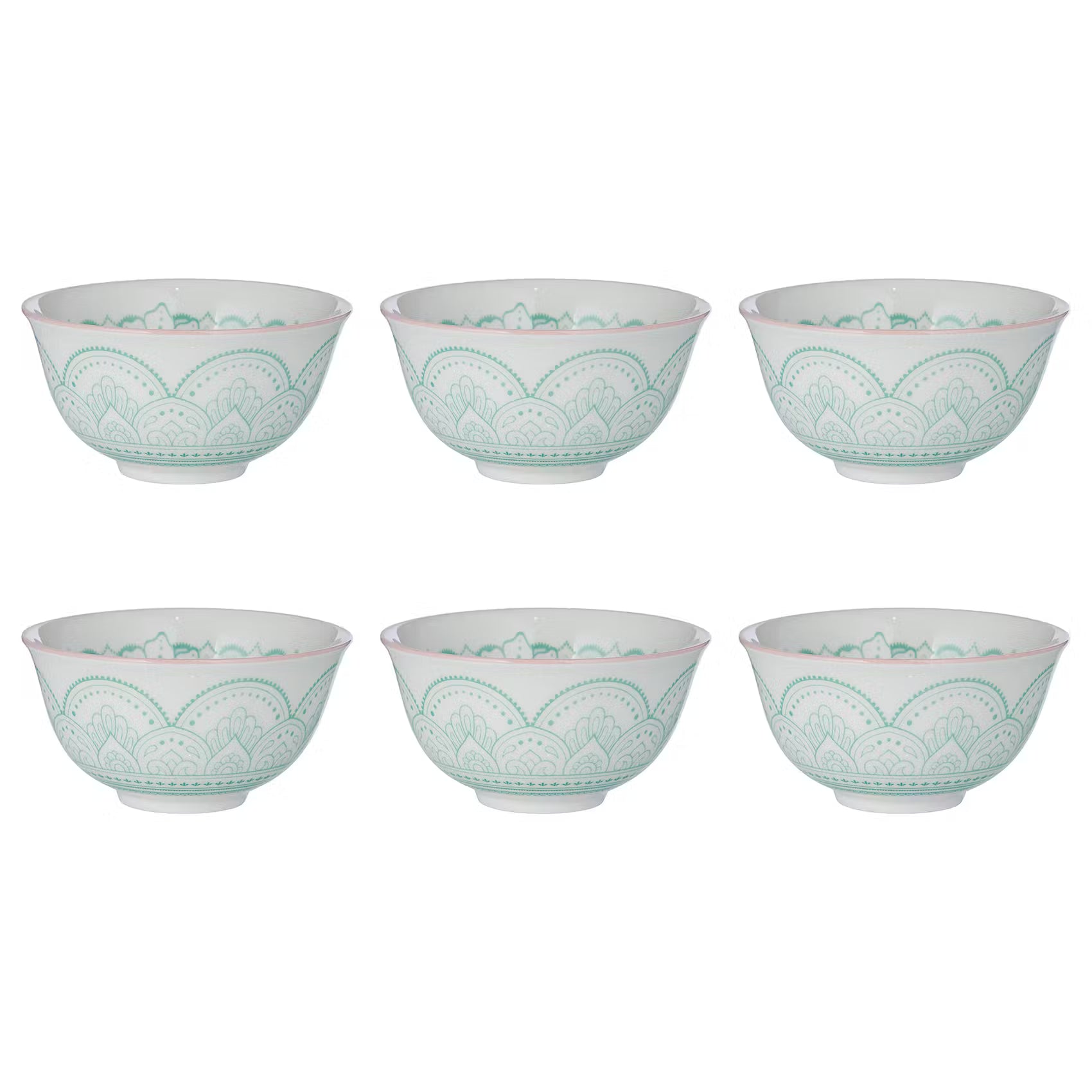 ORNAMENTS Schale 6er-Set - Porzellan - Grün