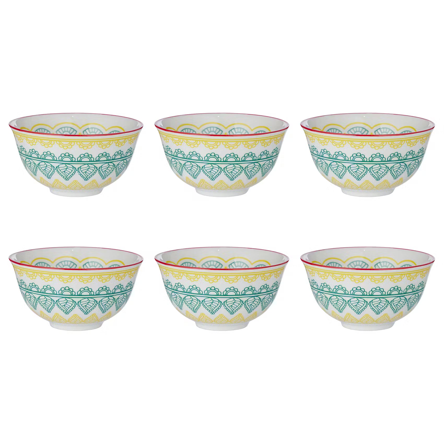 ORNAMENTS Schale 6er-Set - Porzellan - Gelb/Grün