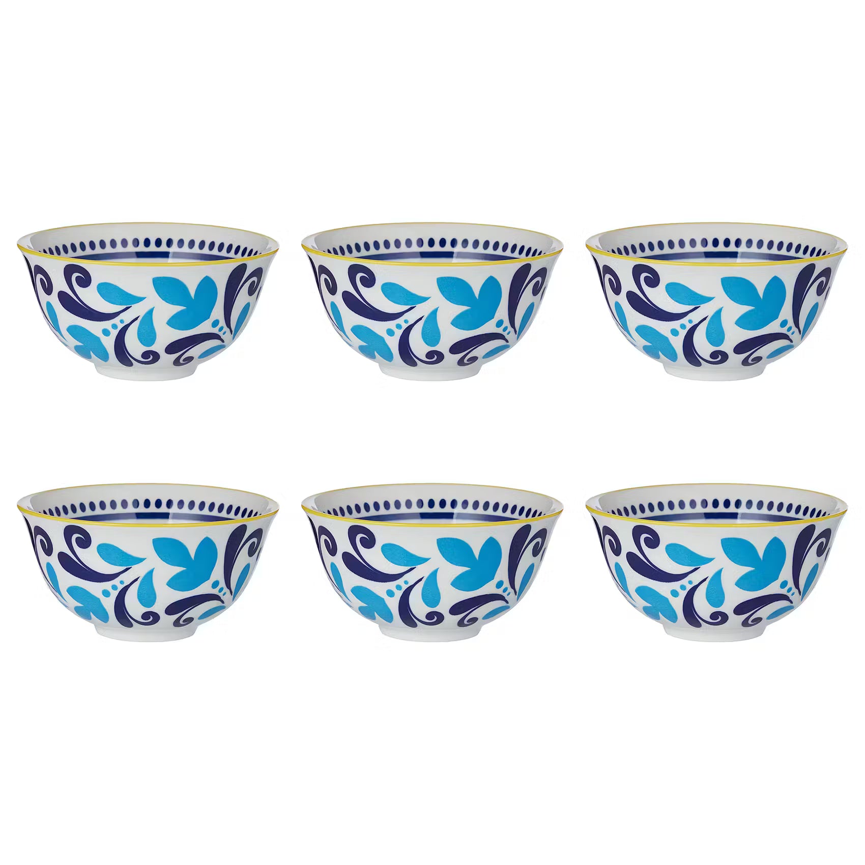 ORNAMENTS Schale 6er-Set - Porzellan - Gelb/Blau
