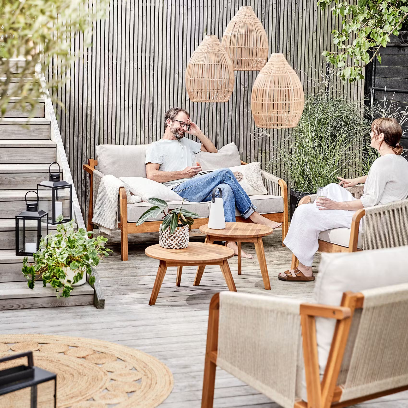 ROPE ISLAND Gartenset 5-tlg. - Akazienholz / Polypropylen / Polyester - Taupe