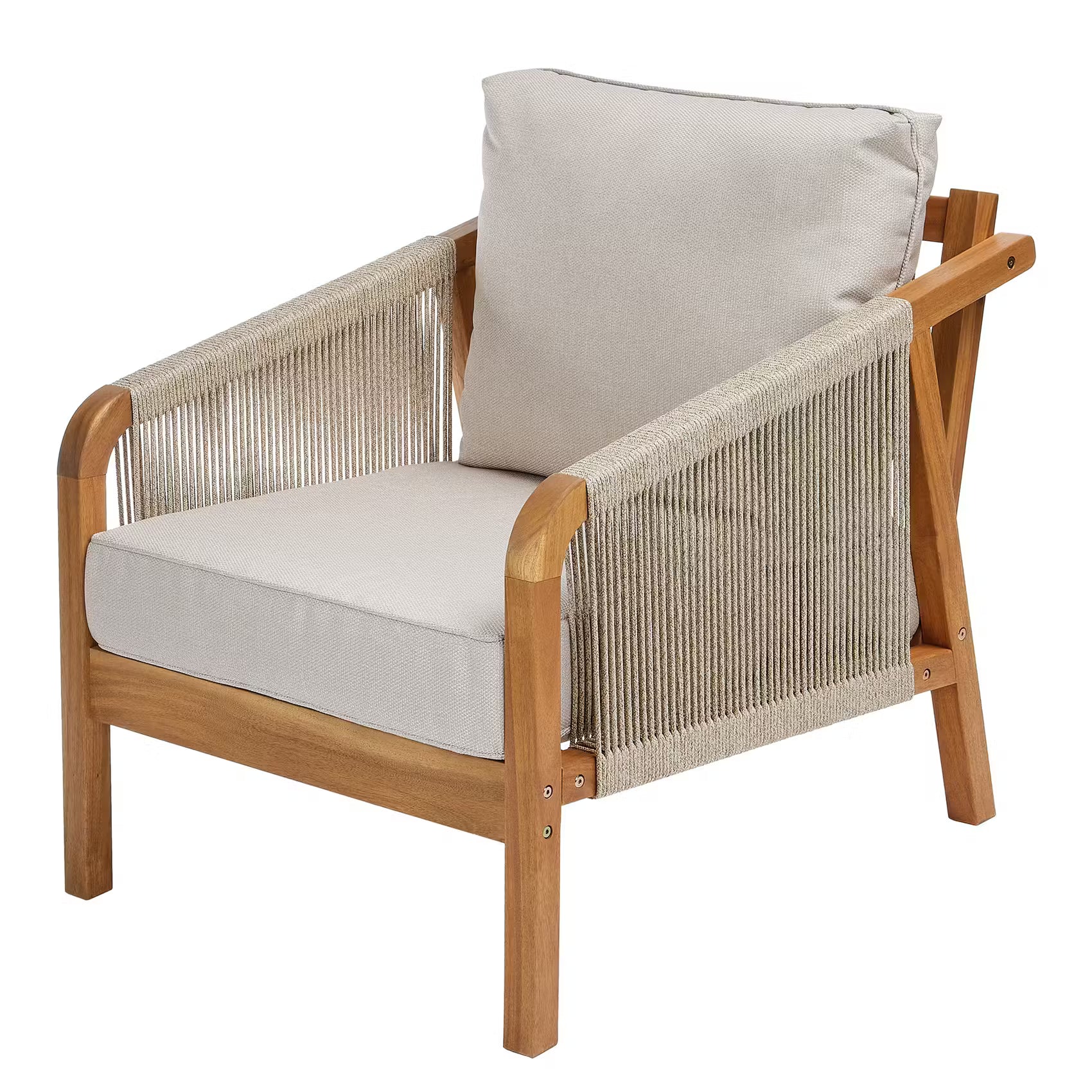 ROPE ISLAND Gartenset 5-tlg. - Akazienholz / Polypropylen / Polyester - Taupe