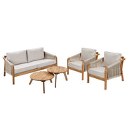 ROPE ISLAND Gartenset 5-tlg. - Akazienholz / Polypropylen / Polyester - Taupe