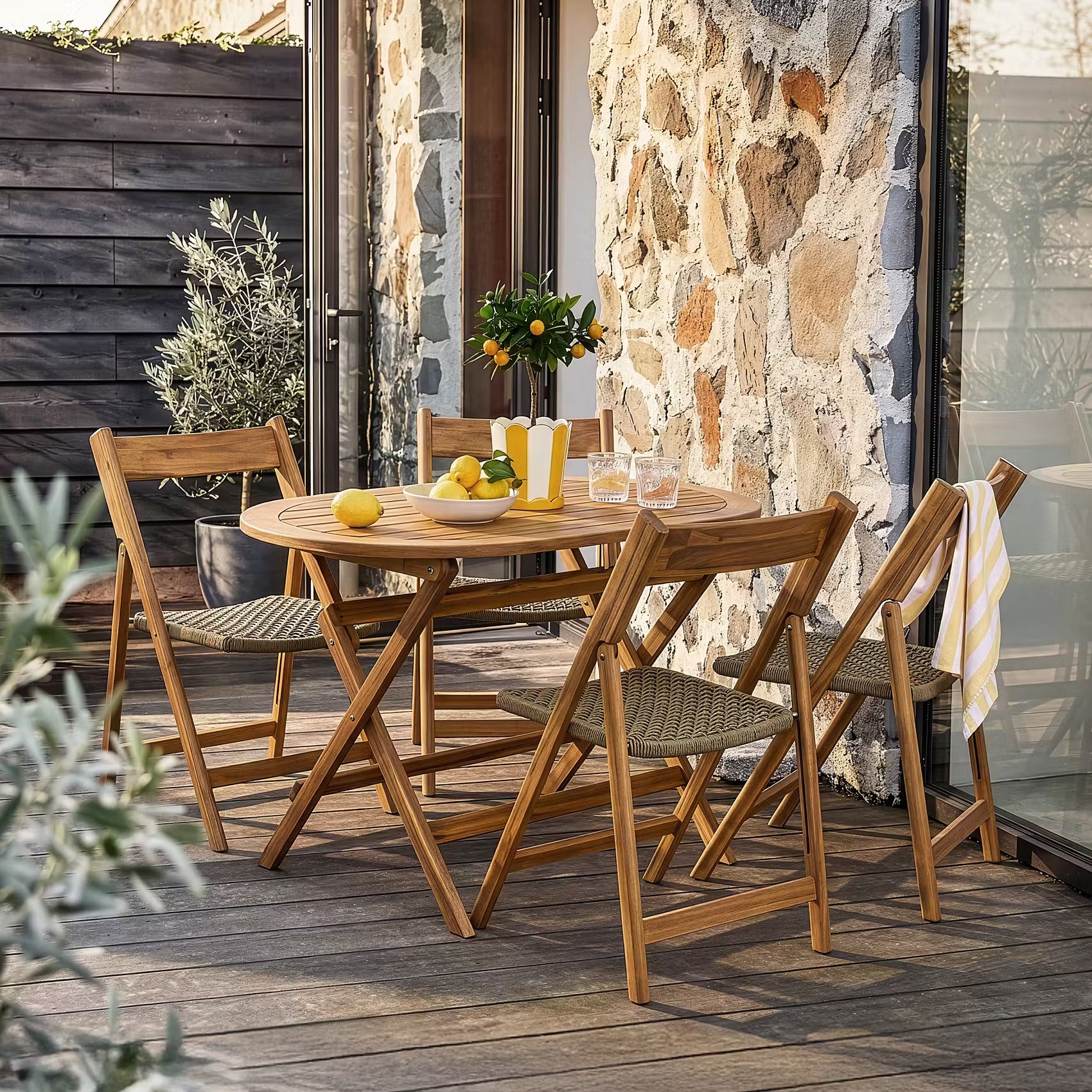 BOHO GARDEN Klapptisch - Akazienholz - Braun