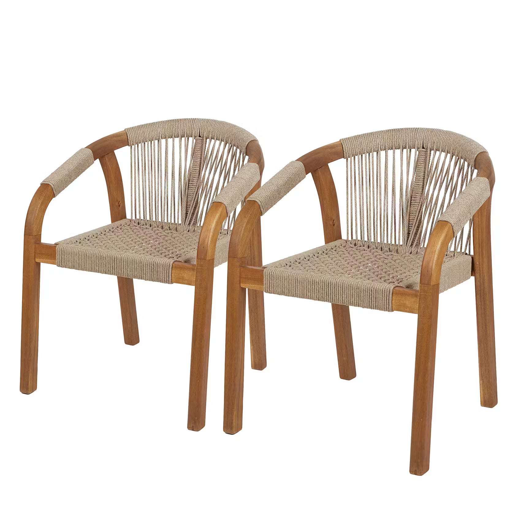 BAYONNE Gartenstuhl 2er-Set - Akazienholz/Polyester - Beige