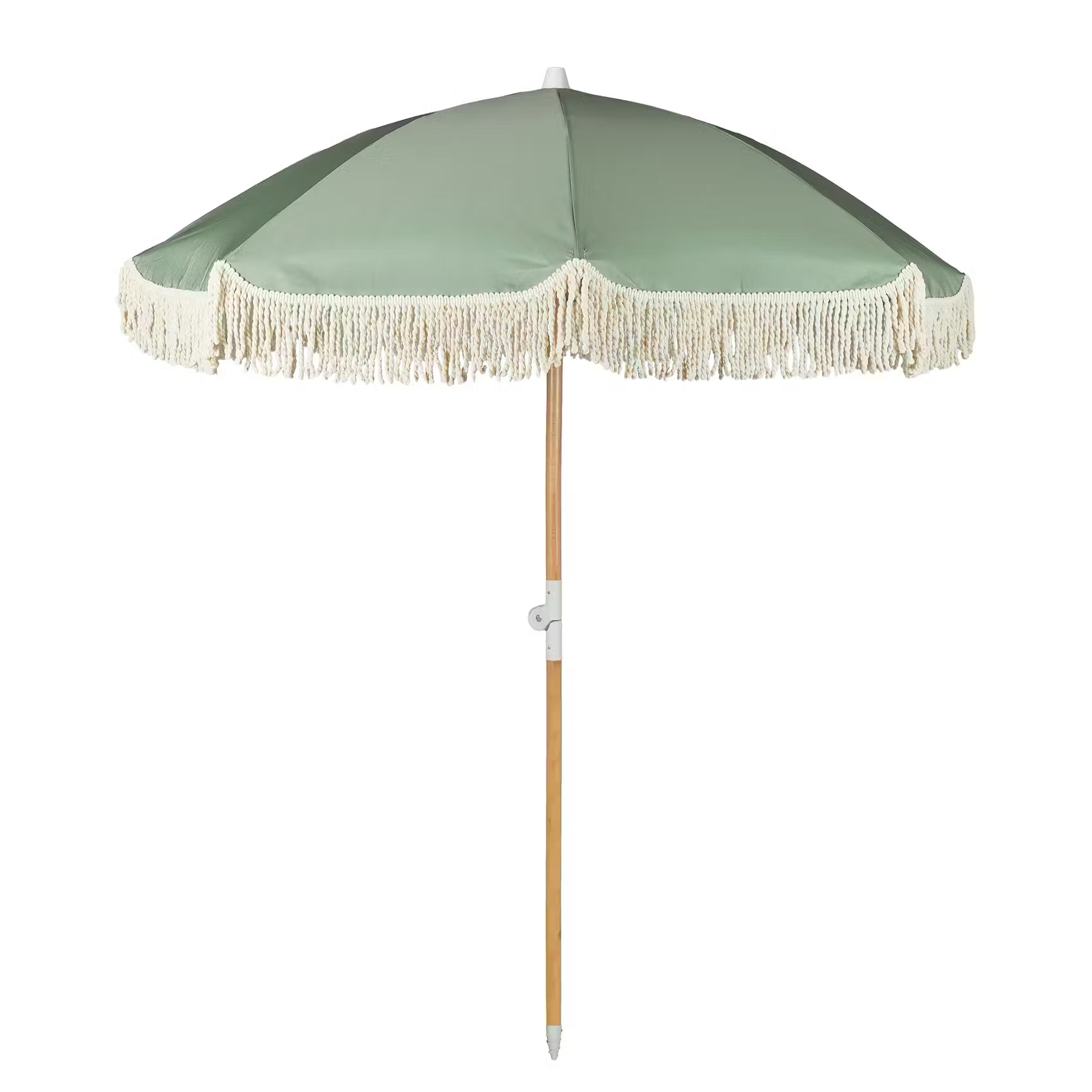 BOHO LOUNGE Strandschirm - Buche/Polyester/Baumwollstoff -Grün - Grün