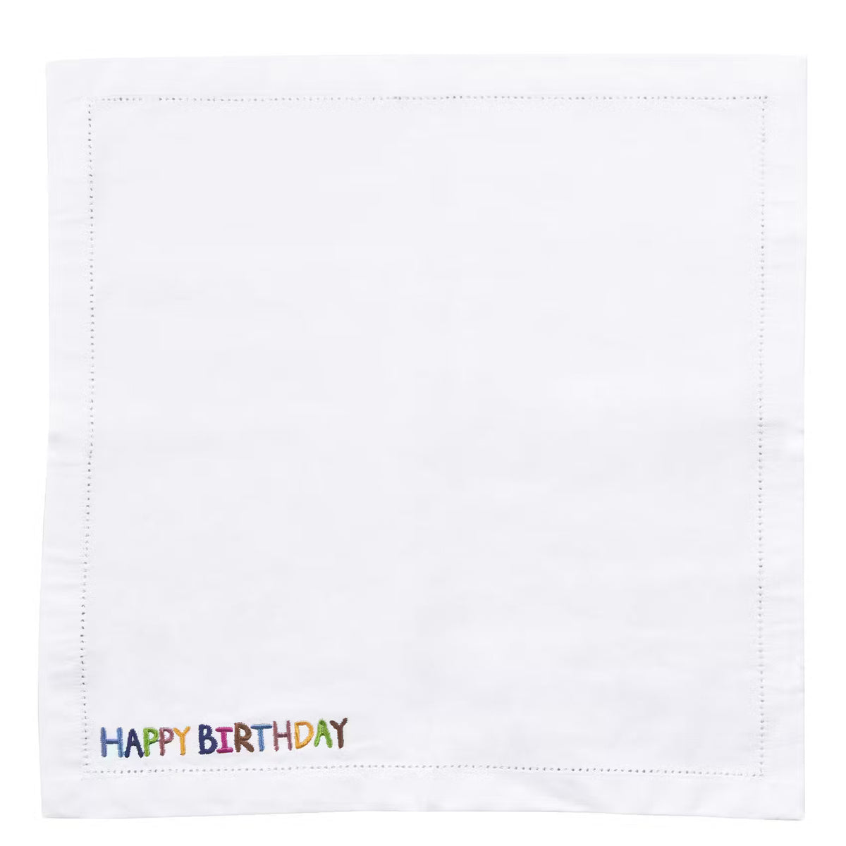 HAPPY BIRTHDAY Serviette 10er-Set - Baumwolle - Weiß