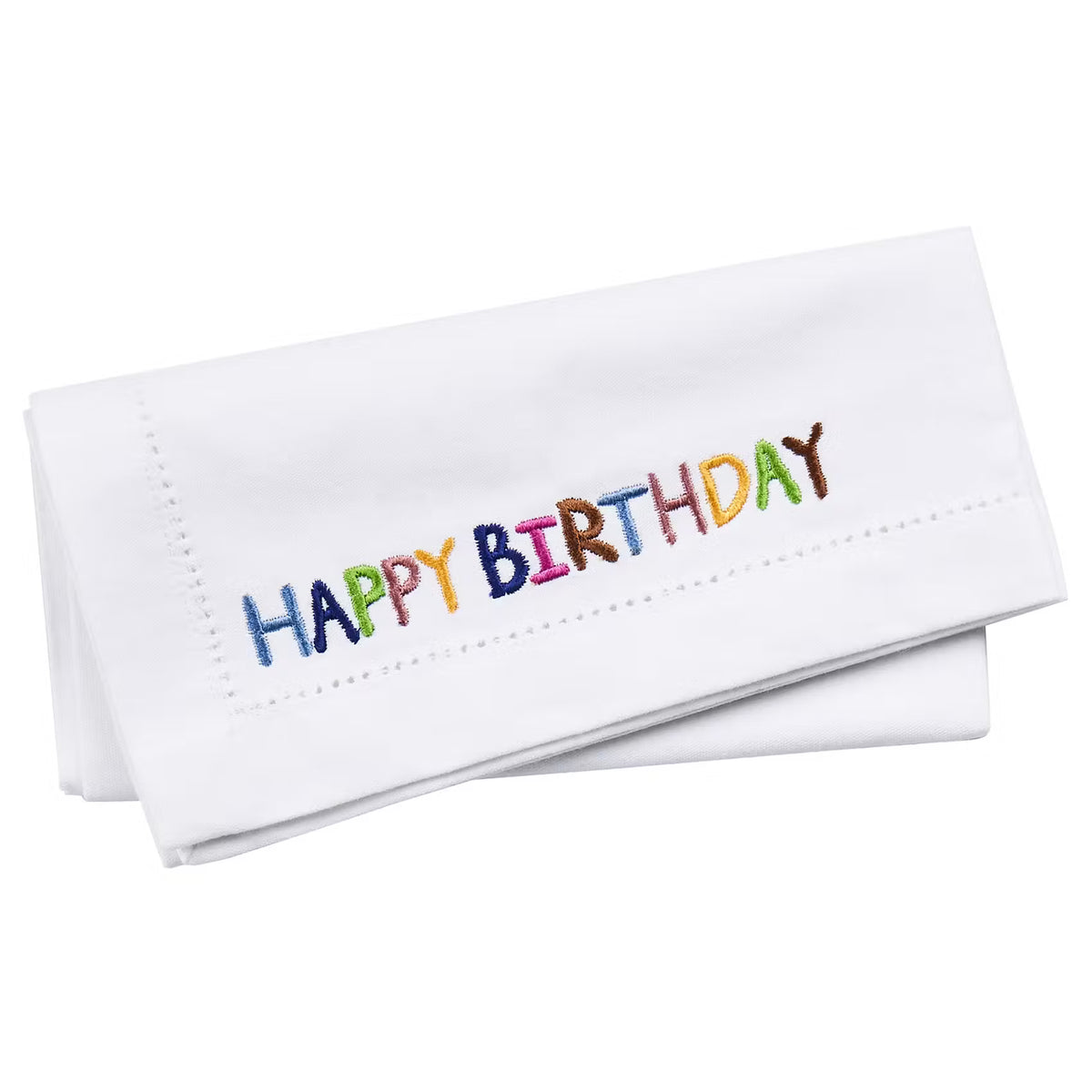 HAPPY BIRTHDAY Serviette 10er-Set - Baumwolle - Weiß