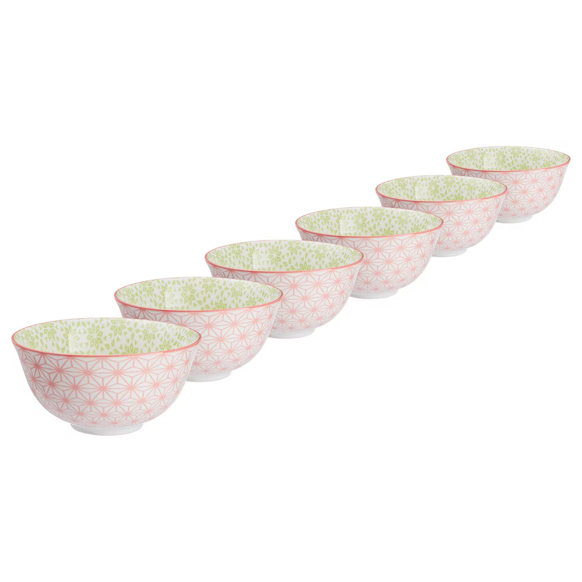 ORNAMENTS Schale 6er-Set - Porzellan - Rosa - Fassungsvermögen: 0.24 L