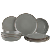 NATIVE Geschirr-Set 12-tlg. - Steinzeug - Grau