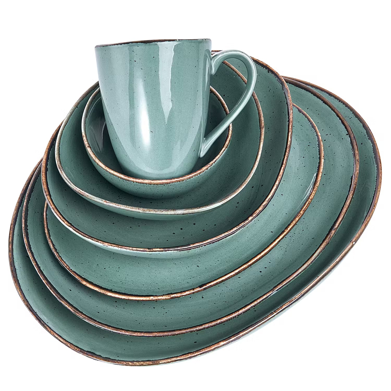 FINCA Frühstücks-Set 8-tlg. - Porzellan - Grau