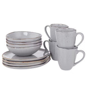 FINCA Geschirr-Set 12-tlg. - Porzellan - Grau