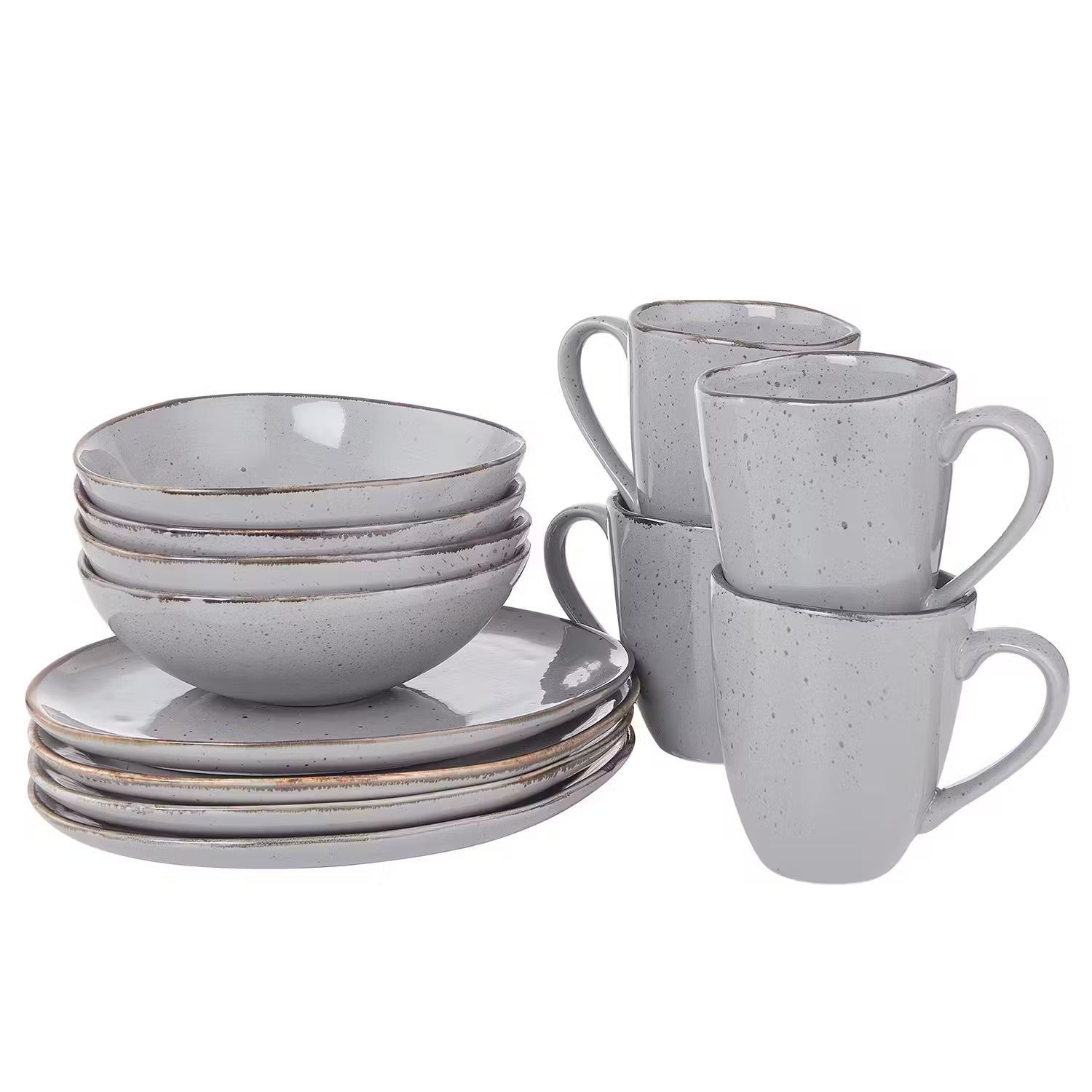 FINCA Geschirr-Set 12-tlg. - Porzellan - Grau