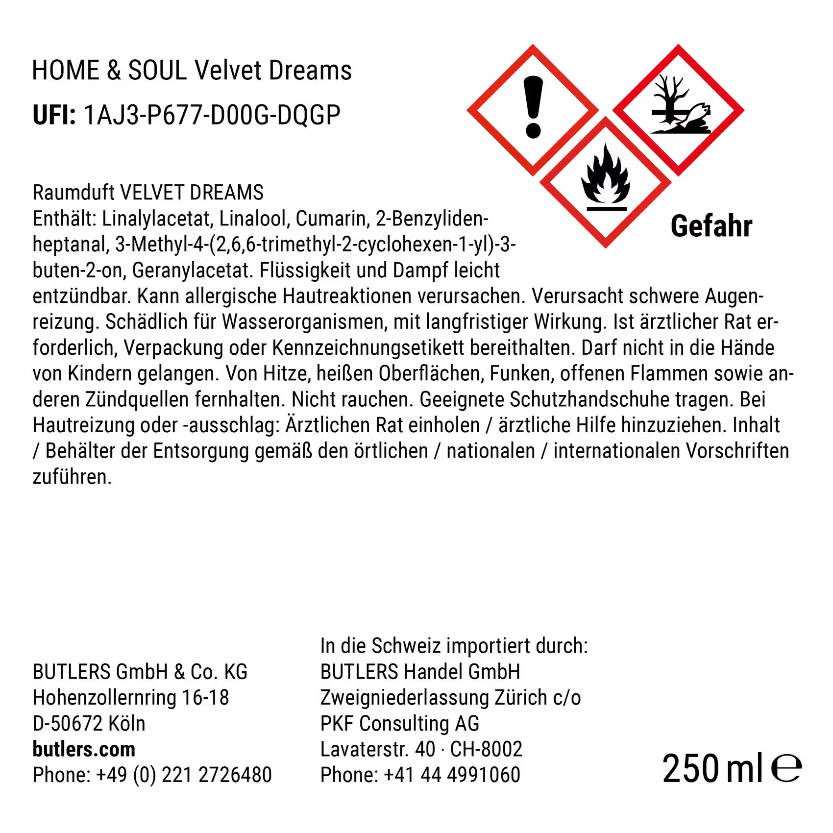 HOME & SOUL Raumduft Velvet Dreams - Raumduft / Glas - Füllmenge: 250 ml