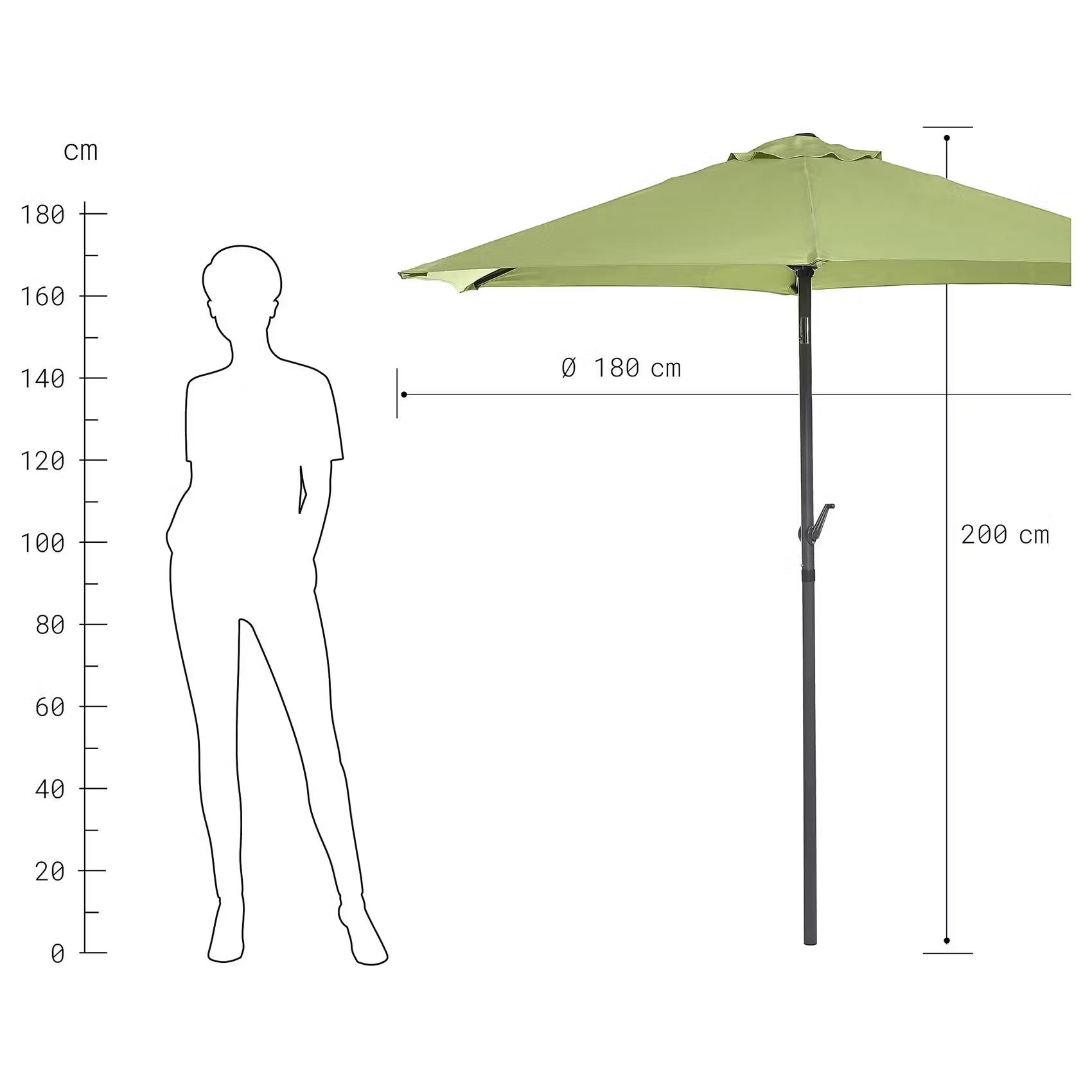 SIESTA Sonnenschirm mit Schirmständer - Aluminium / Polyester - Grün