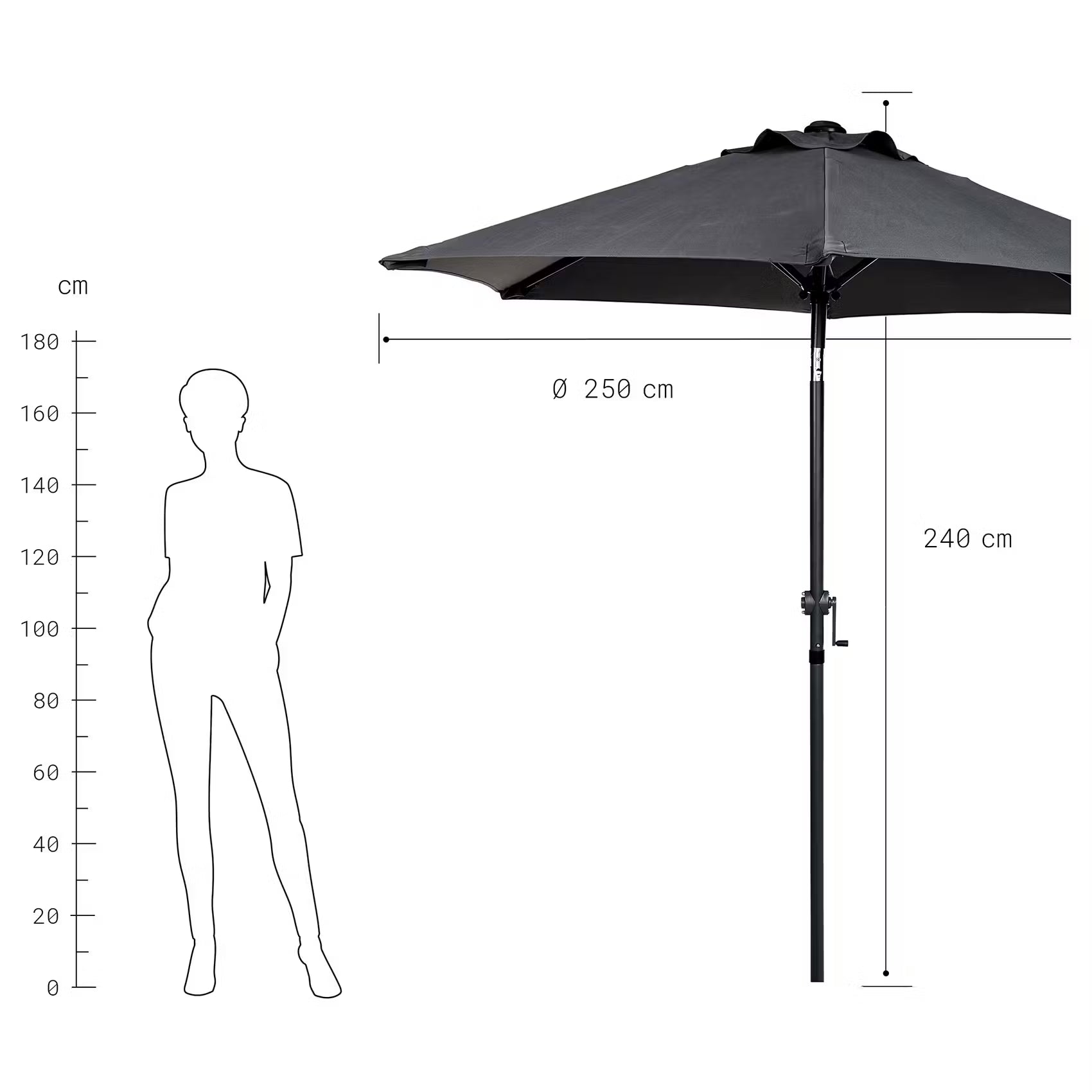 SIESTA Sonnenschirm mit Schirmständer - Aluminium / Polyester - Grau - Grau