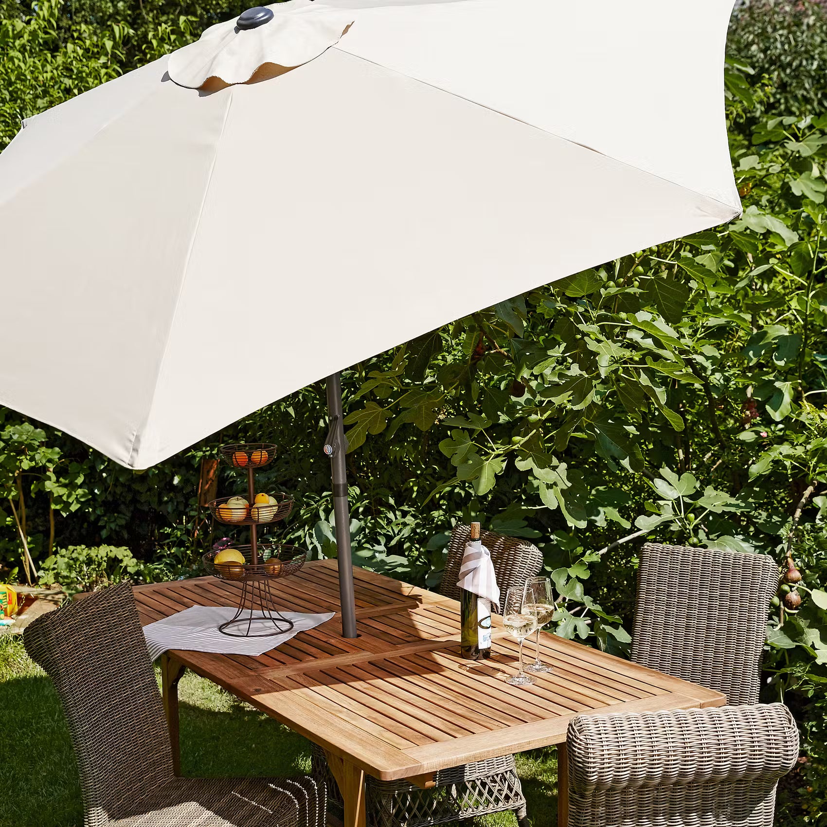 SIESTA Sonnenschirm mit Schirmständer - Aluminium / Polyester - Beige - Beige